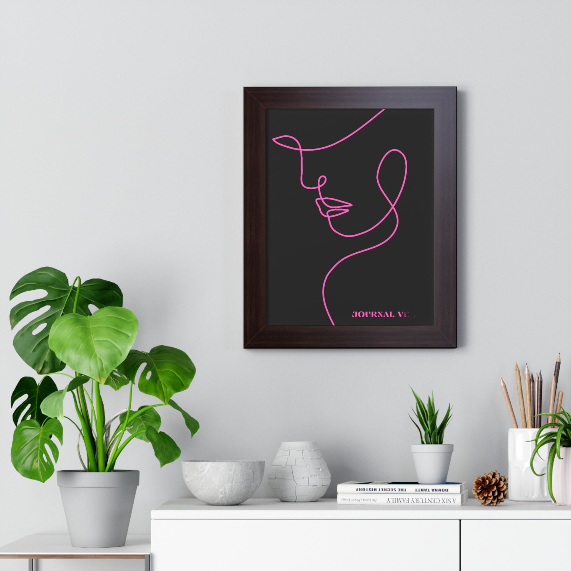 Pink Girl Framed Vertical Wall Art  Poster - JOURNAL VENUE