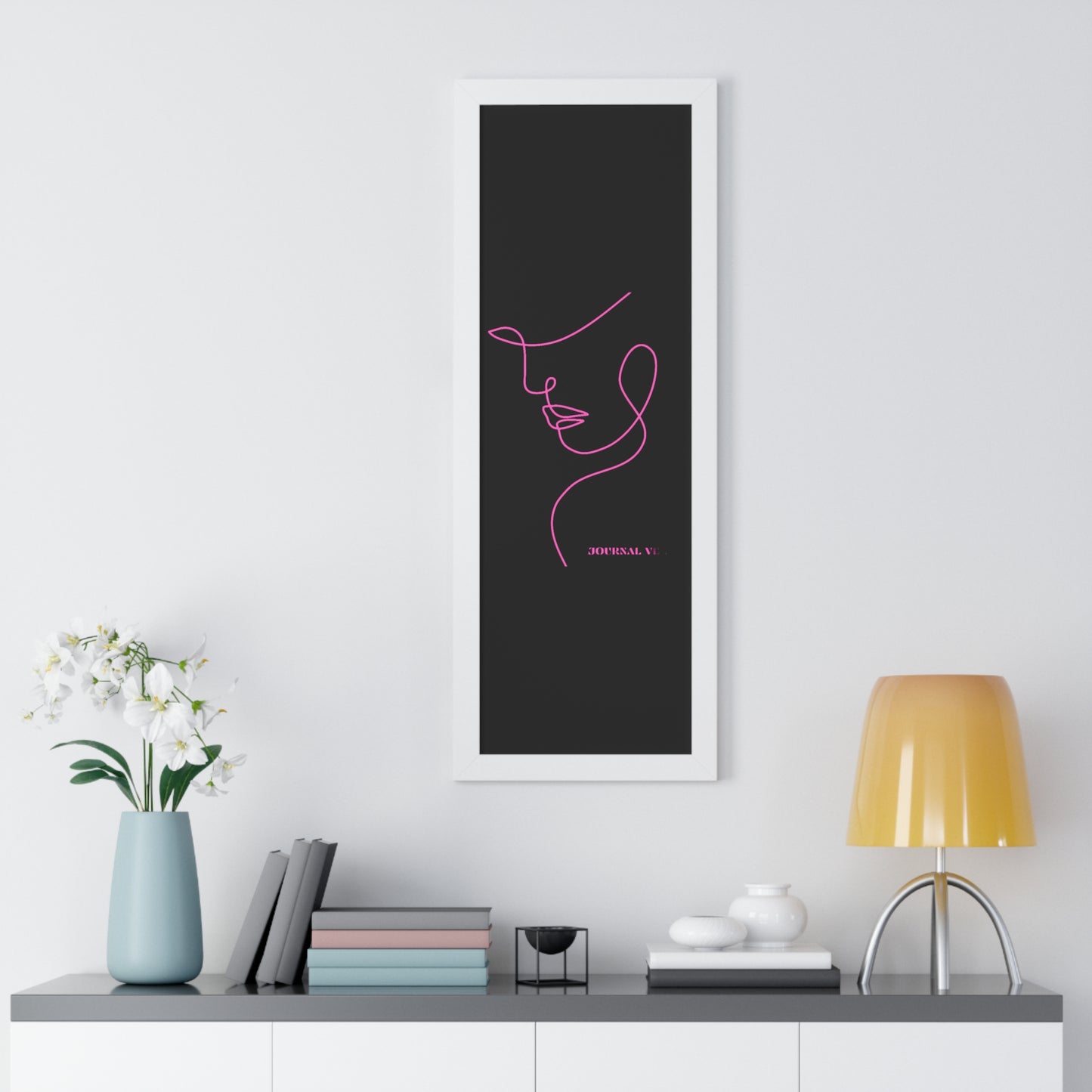 Pink Girl Framed Vertical Wall Art  Poster - JOURNAL VENUE