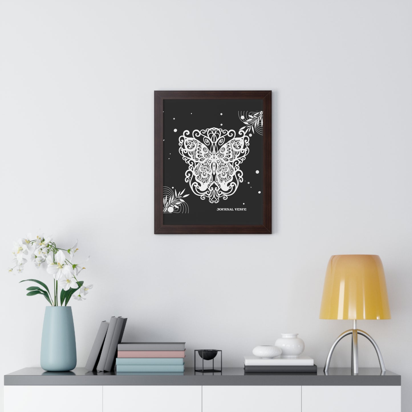 Ethereal Royal Butterfly Framed Vertical Wall Art Poster - JOURNAL VENUE