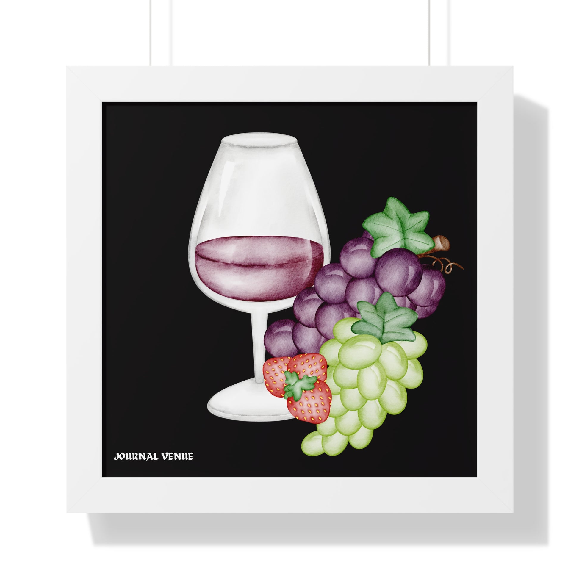 Glass of Wine and Grapes Framed Wall Art  Poster - JOURNAL VENUE