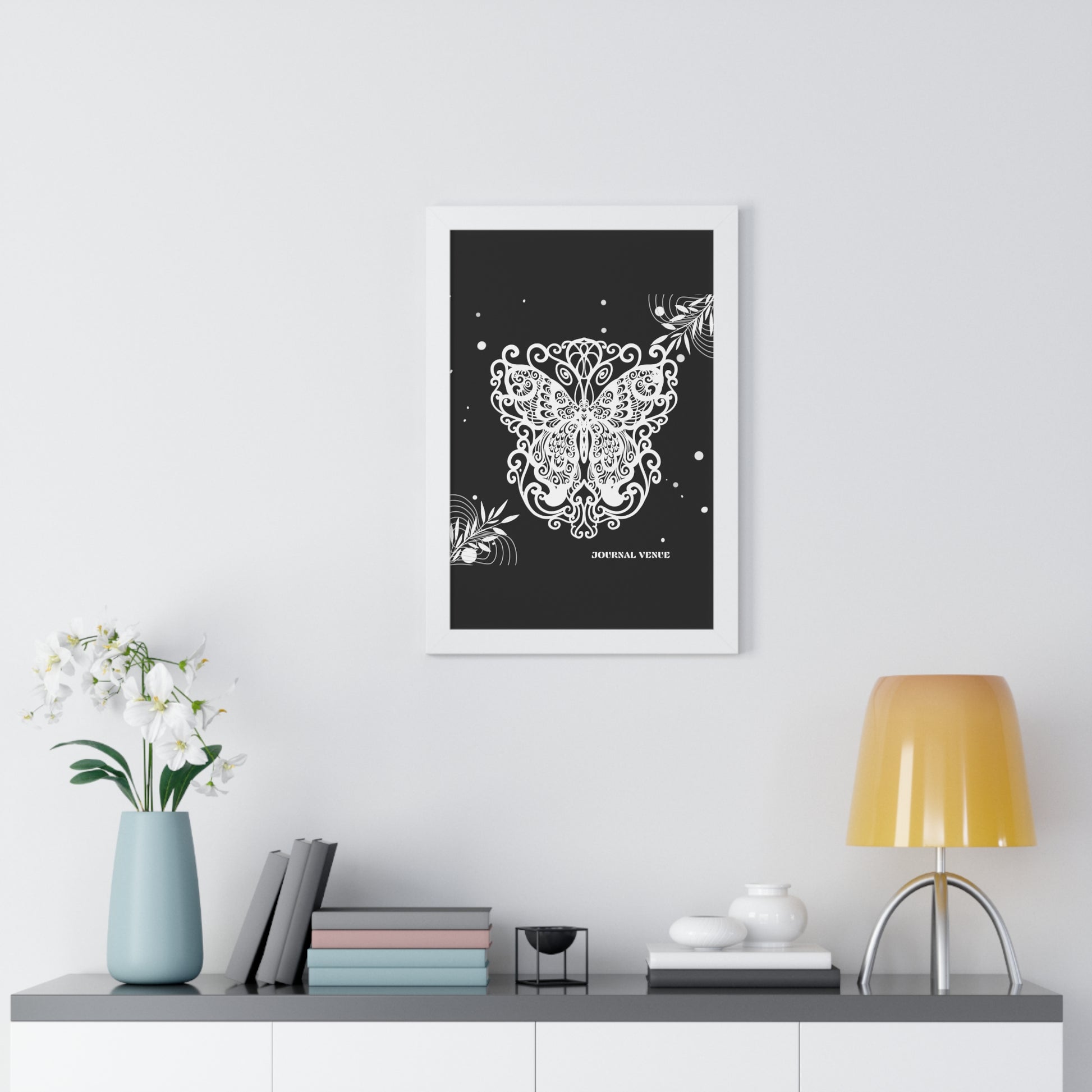 Ethereal Royal Butterfly Framed Vertical Wall Art Poster - JOURNAL VENUE