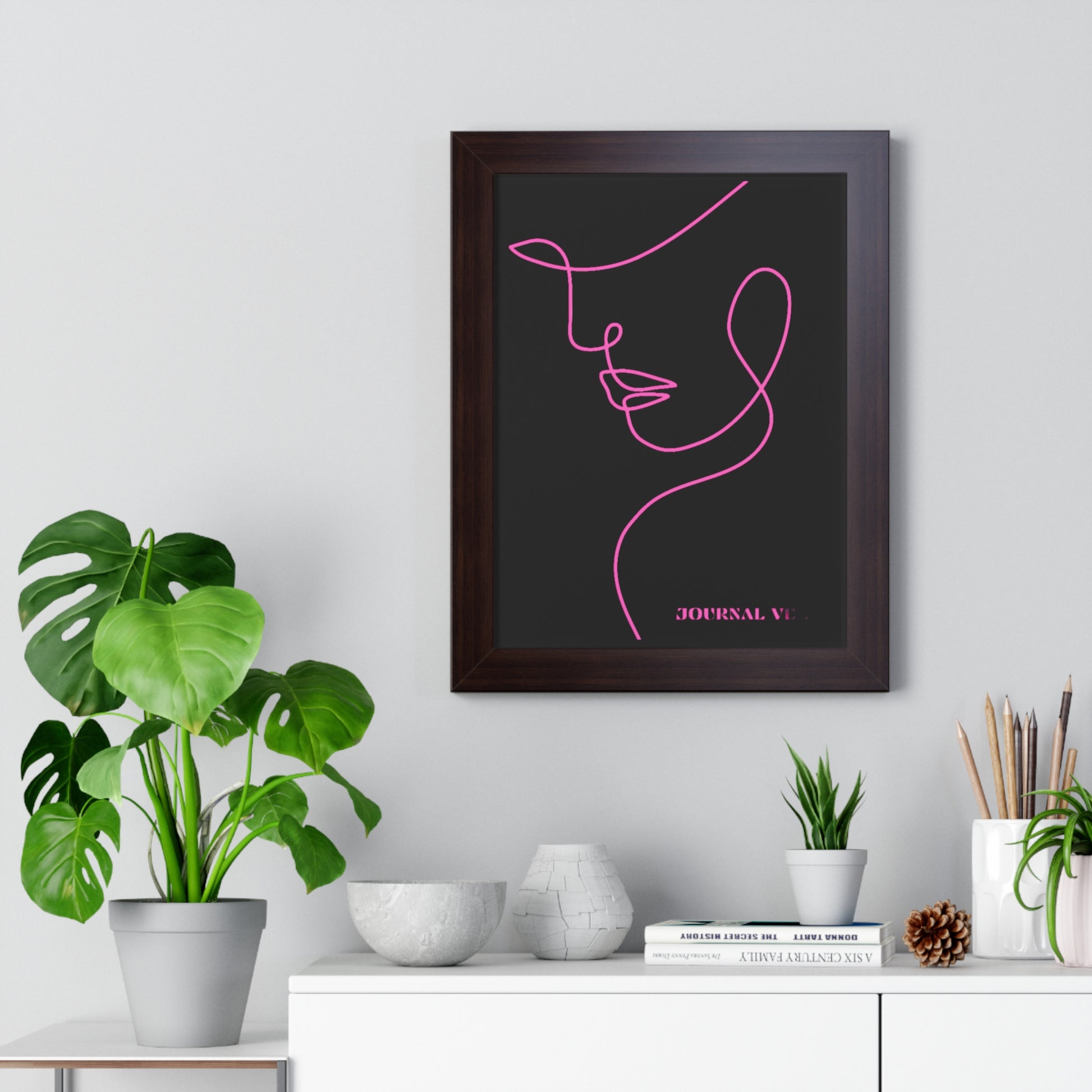 Pink Girl Framed Vertical Wall Art  Poster - JOURNAL VENUE