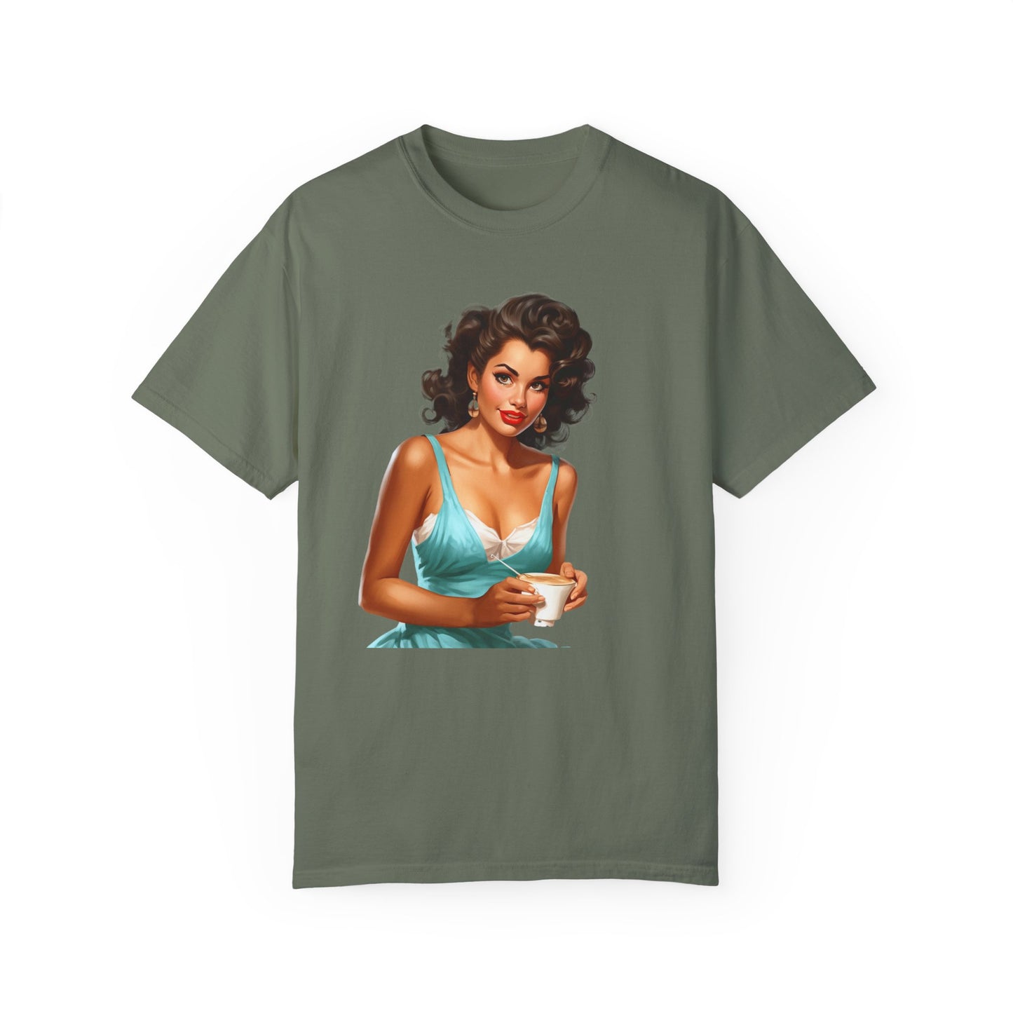 Cute Vintage Pin Up Coffee Girl T-shirt - JOURNAL VENUE