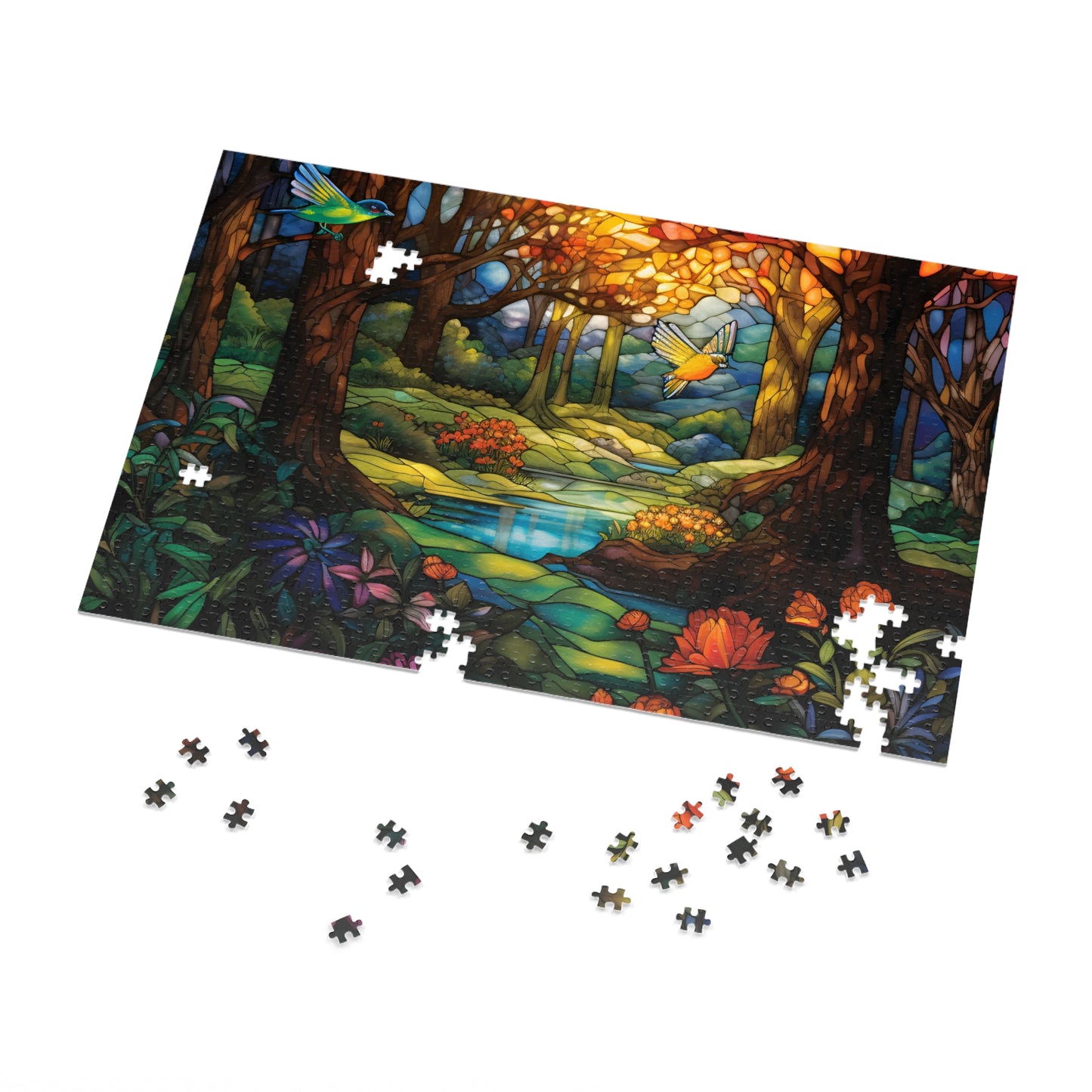 Stained Glass Forest Garden Jigsaw Puzzle - JOURNAL PUZZLE