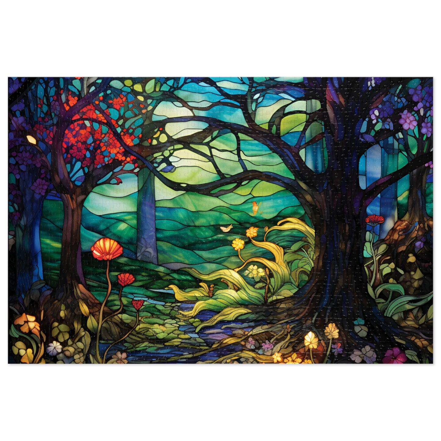 Stained Glass Deep Forest Jigsaw Puzzle - JOURNAL VENUE