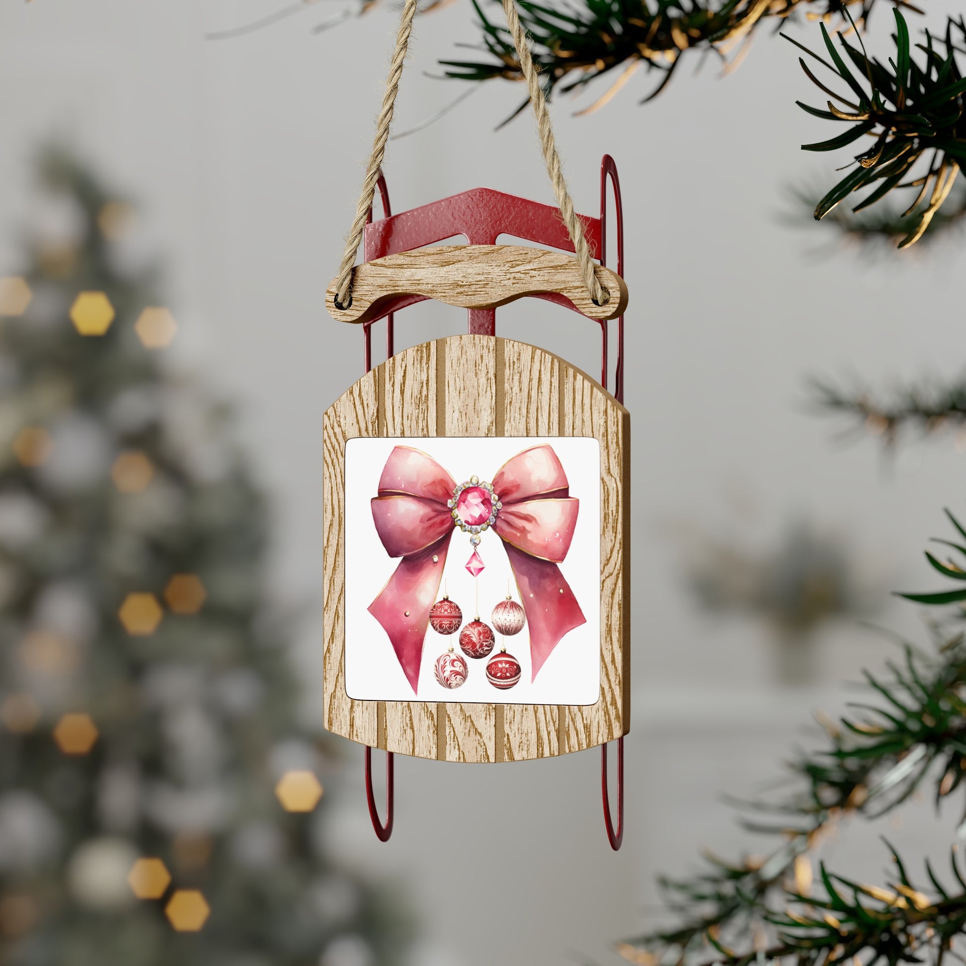 Pink Coquette Christmas Sled Ornaments - JOURNAL VENUE