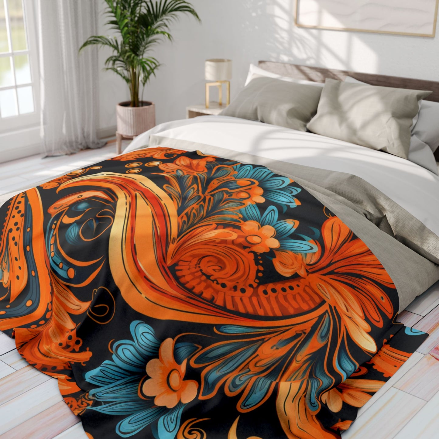 Autumn Boho Paisley Arctic Fleece Blanket