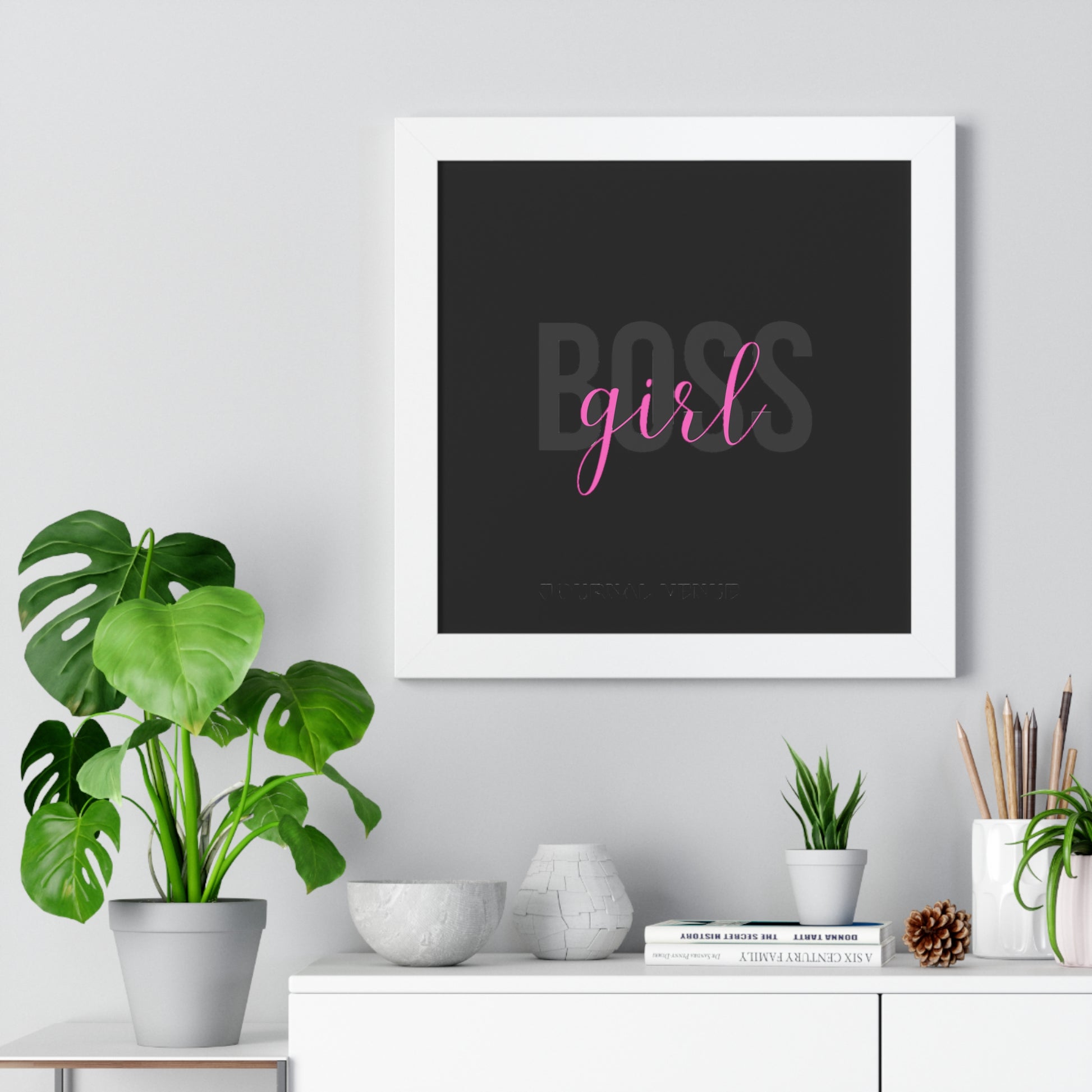 Pink Boss Girl Framed Vertical Wall Art Poster - JOURNAL VENUE