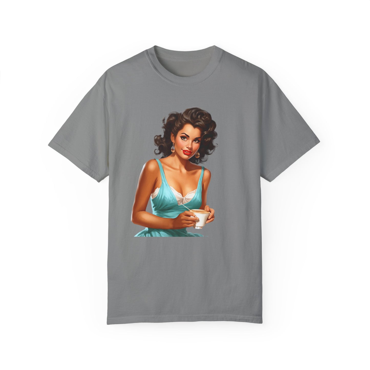 Cute Vintage Pin Up Coffee Girl T-shirt - JOURNAL VENUE