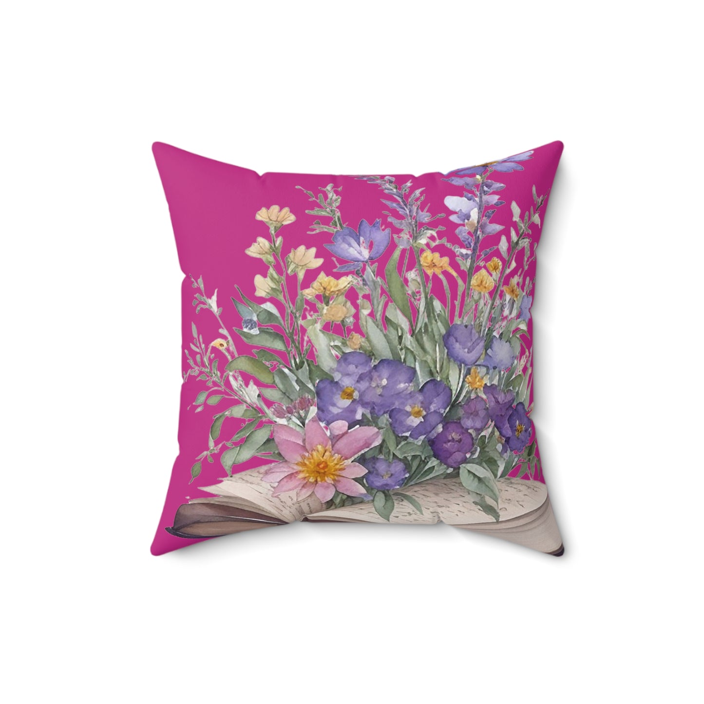 Pink Floral Book Square Pillow