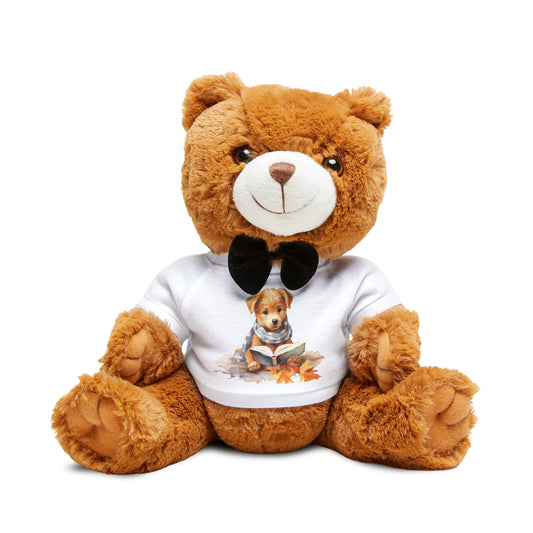 Cute Book Reader Dog Teddy Bear with T-Shirt - JOURNAL VENUE