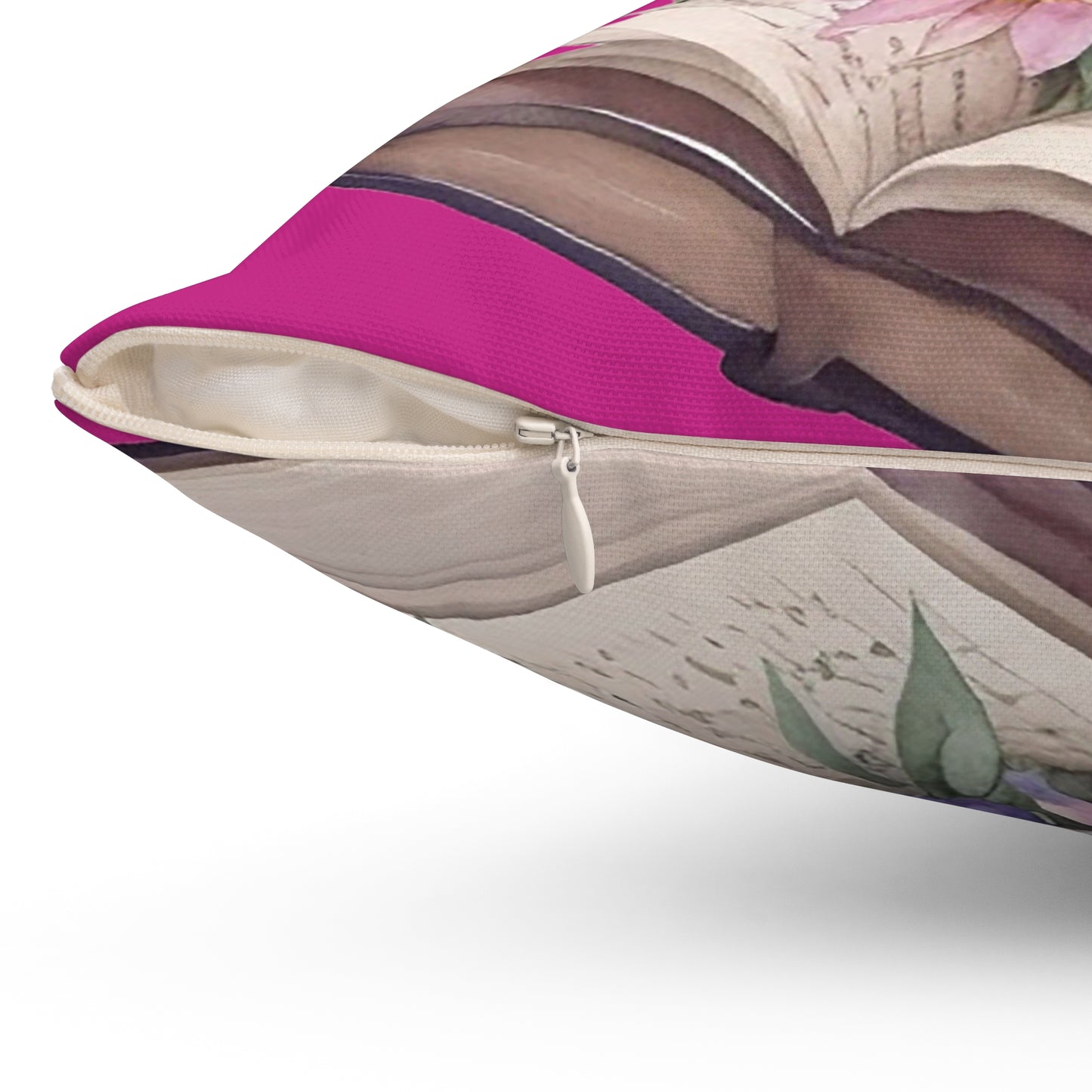 Pink Floral Book Square Pillow