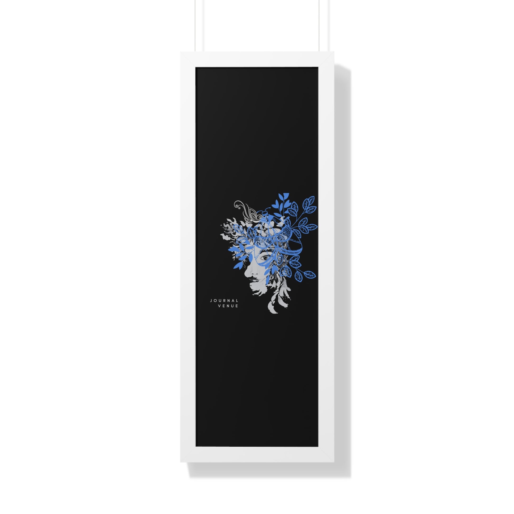 Blue Floral Framed Vertical Wall Art  Poster - JOURNAL VENUE