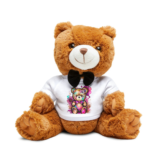 Plush Floral Teddy Bear with T-Shirt & Bow - JOURNAL VENUE