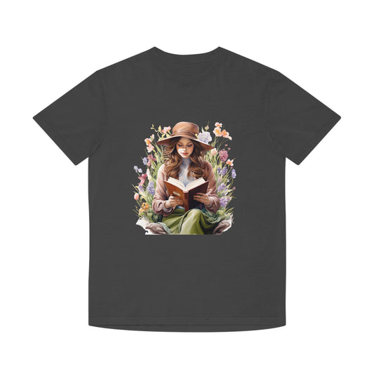 Floral Book Reading Girl Unisex Faded T Shirt - JOURNAL VENUE