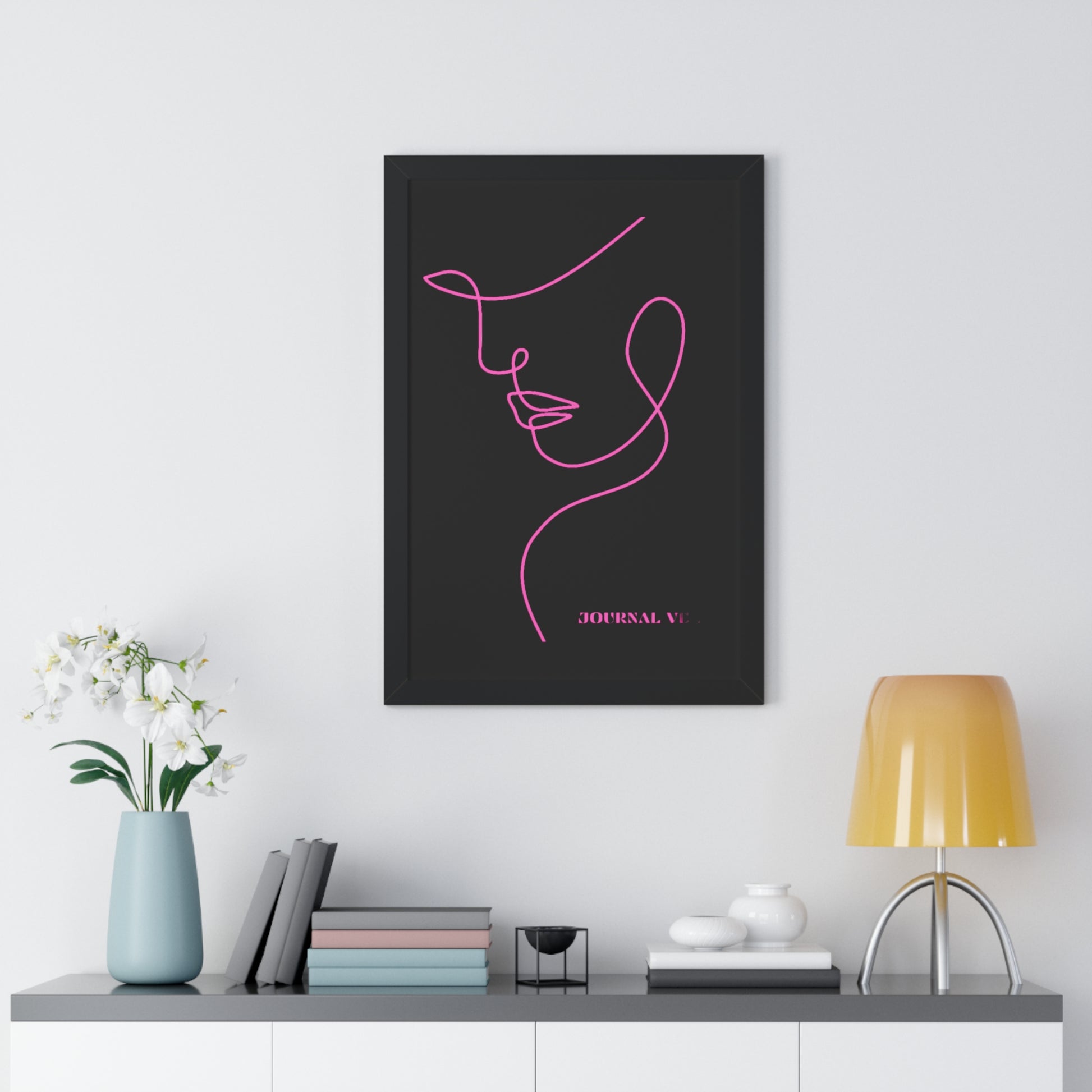 Pink Girl Framed Vertical Wall Art  Poster - JOURNAL VENUE