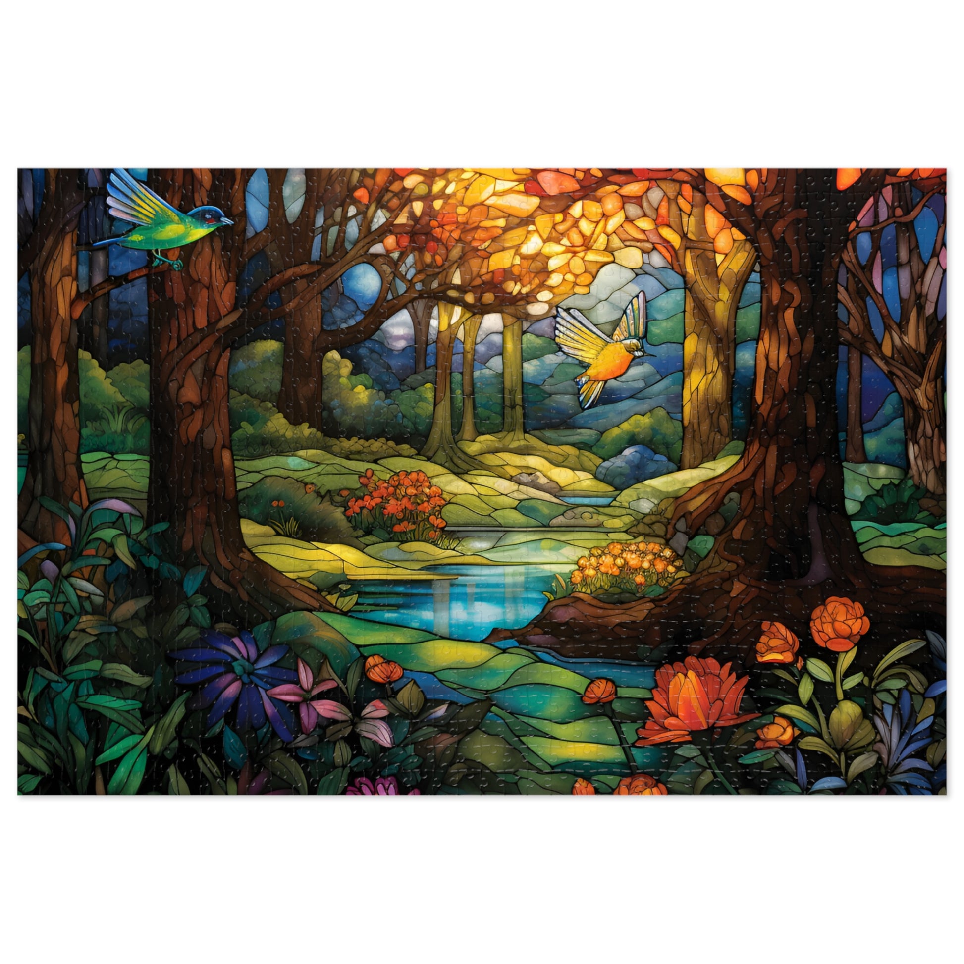 Stained Glass Forest Garden Jigsaw Puzzle - JOURNAL PUZZLE