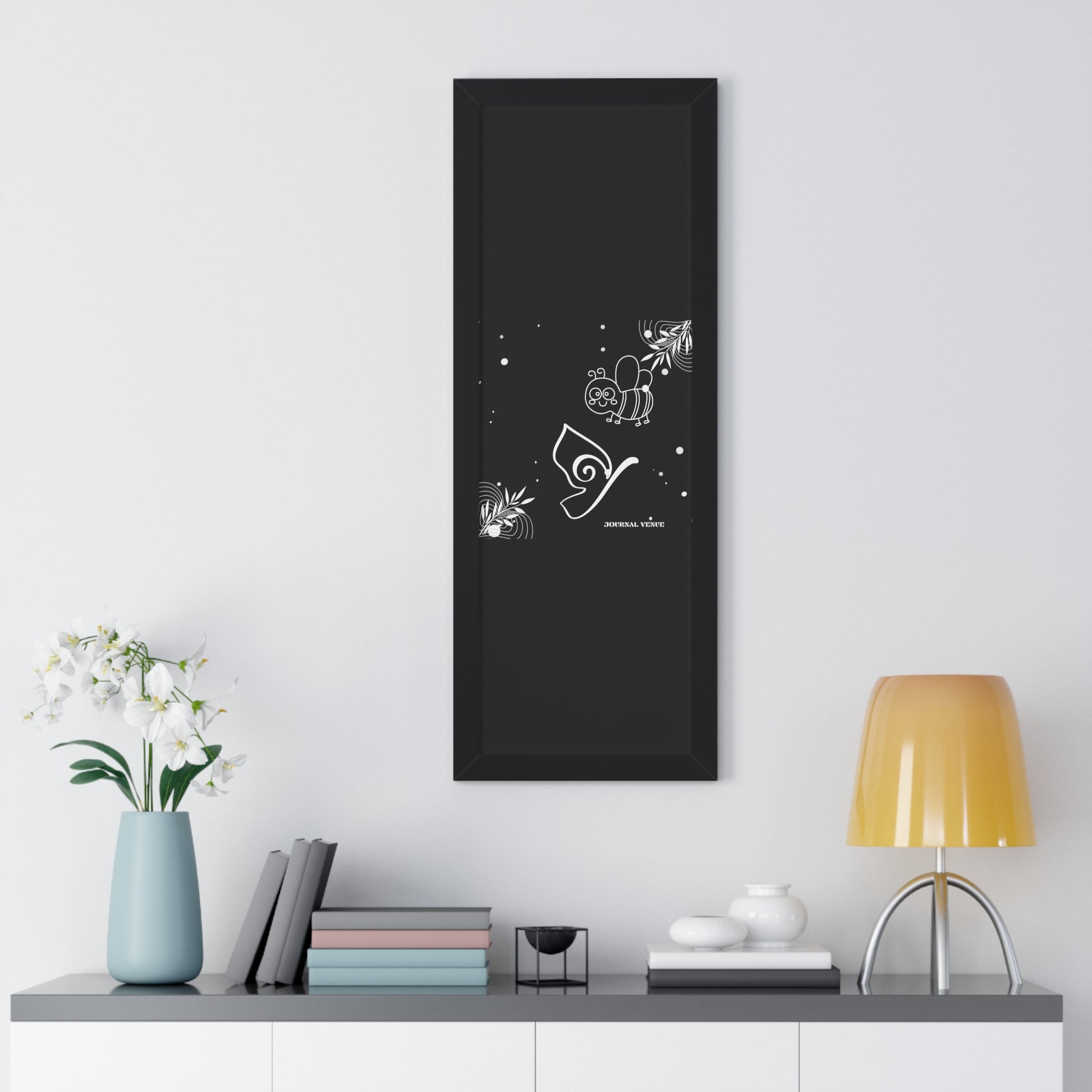 Butterfly Bumble Bee Framed Vertical Wall Art  Poster - JOURNAL VENUE