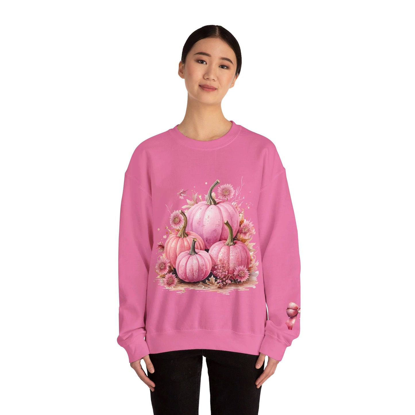 Pink Floral Pumpkin Crewneck Sweatshirt