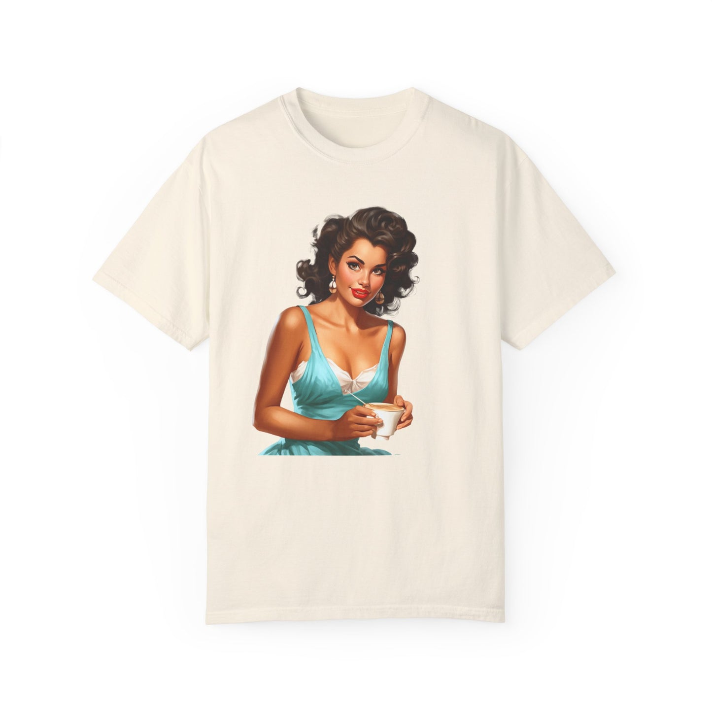 Cute Vintage Pin Up Coffee Girl T-shirt - JOURNAL VENUE