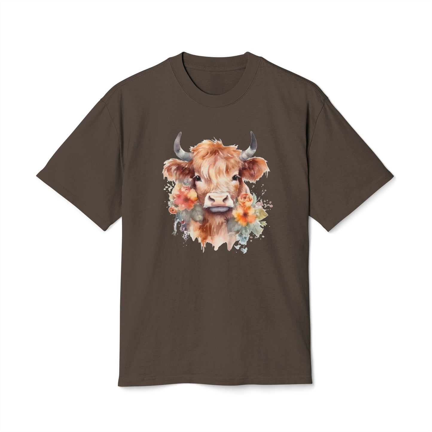 Floral Unisex Highland Cow Heavy Faded T Shirt - JOURNAL VENUE