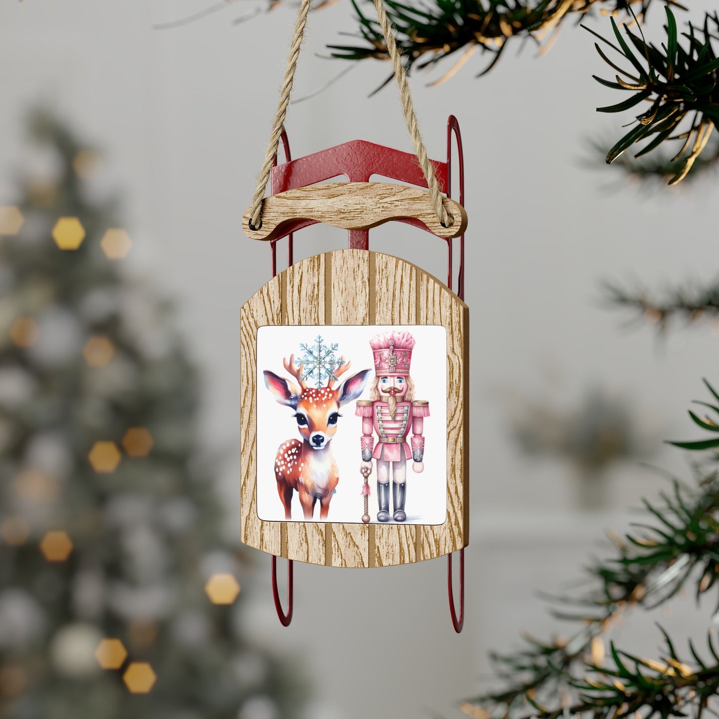 Christmas Deer & Nutcracker Sled Ornaments