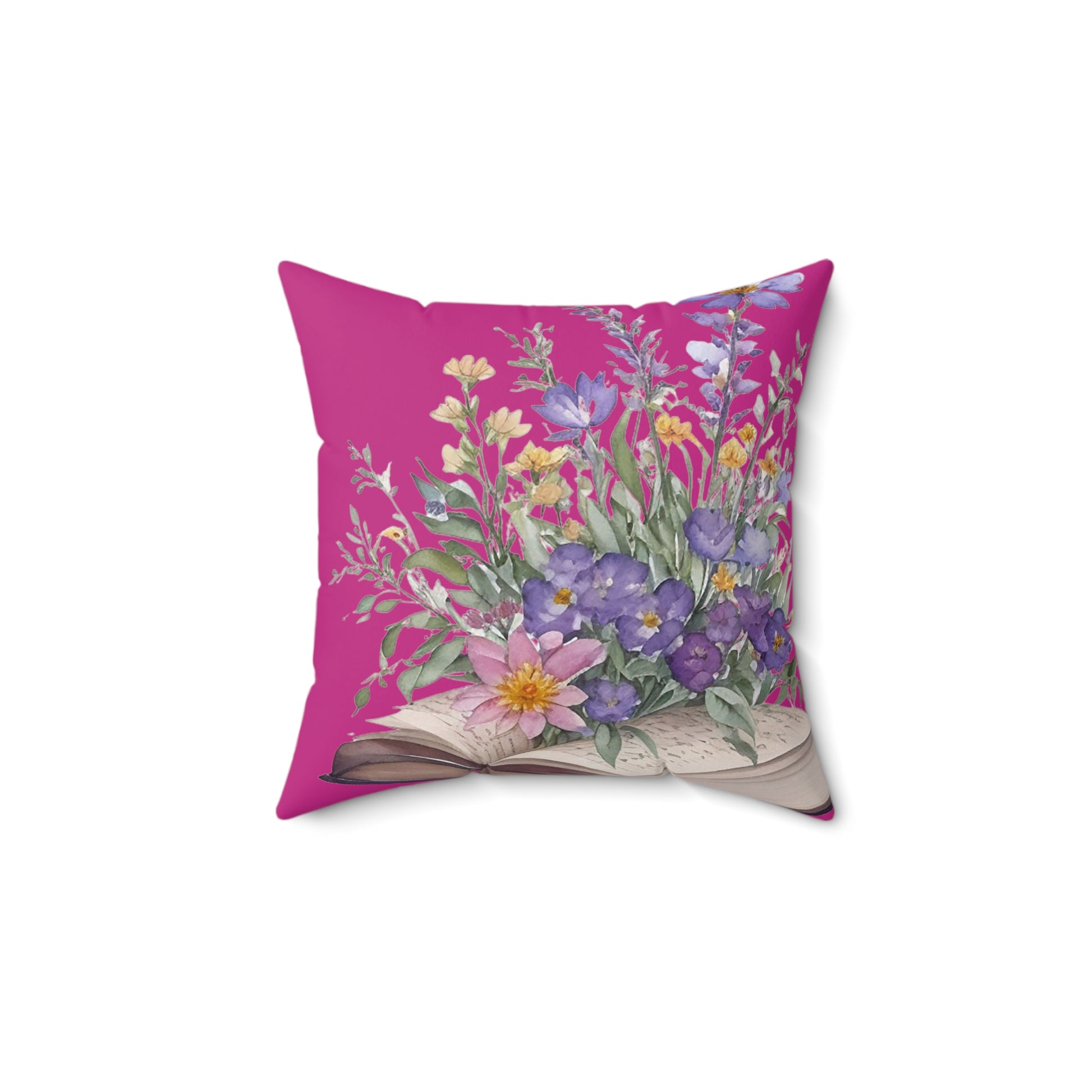 Pink Floral Book Square Pillow - JOURNAL VENUE