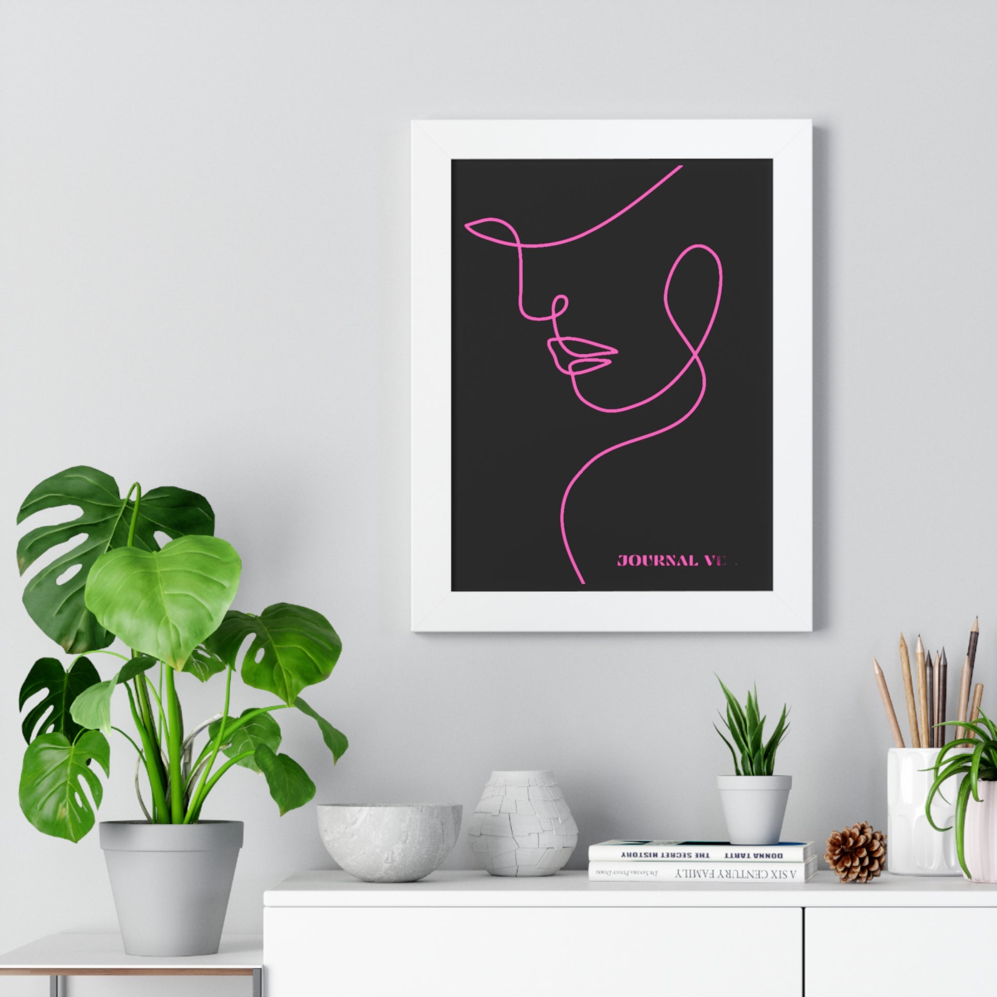 Pink Girl Framed Vertical Wall Art  Poster - JOURNAL VENUE