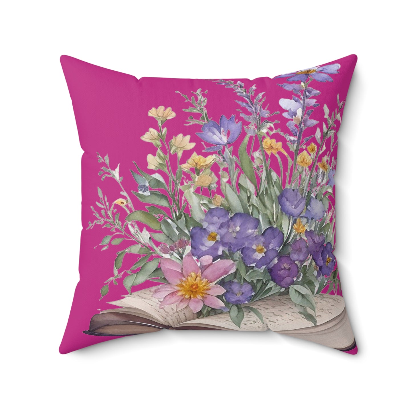 Pink Floral Book Square Pillow - JOURNAL VENUE