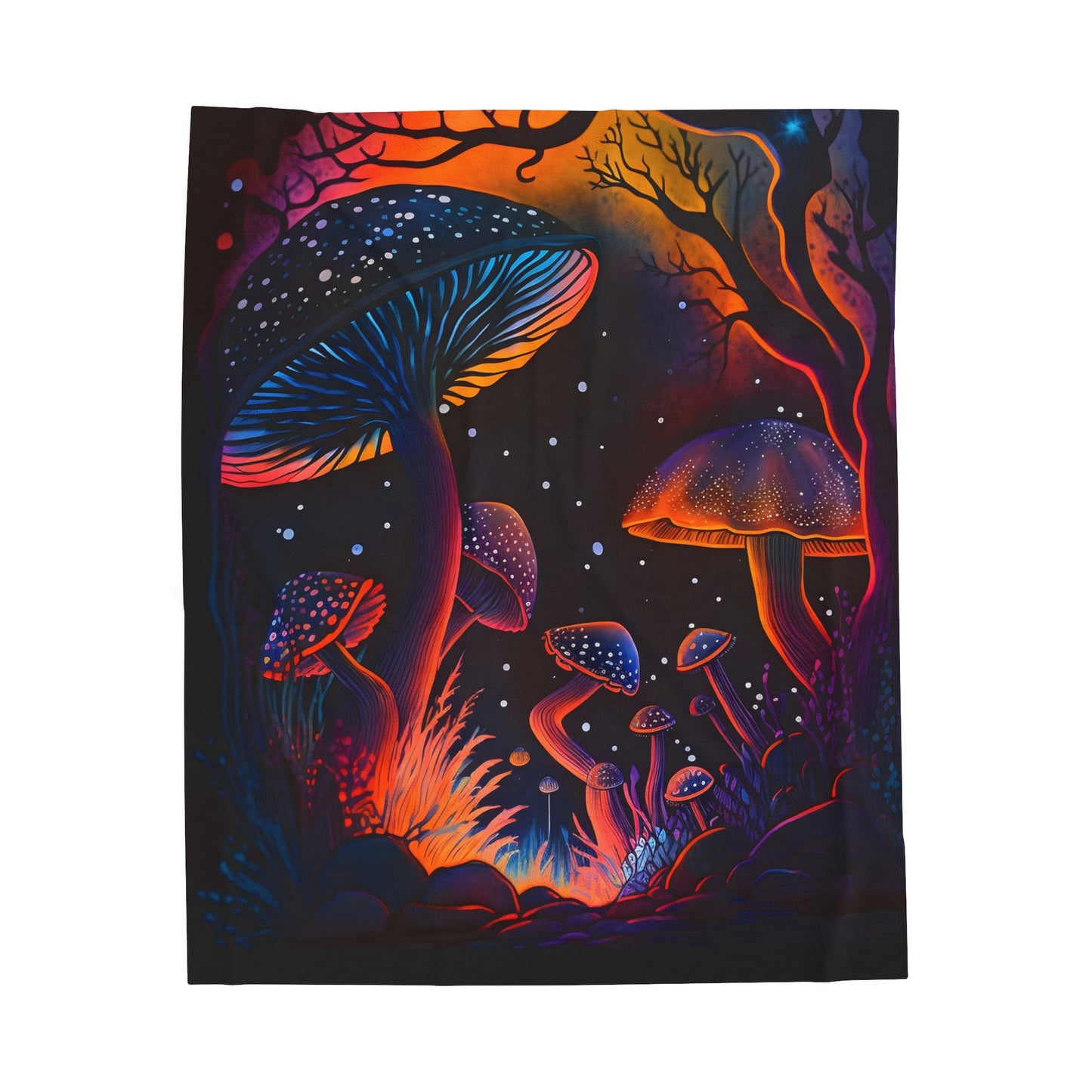 Midnight Mushroom Velveteen Plush Blanket - JOURNAL VENUE