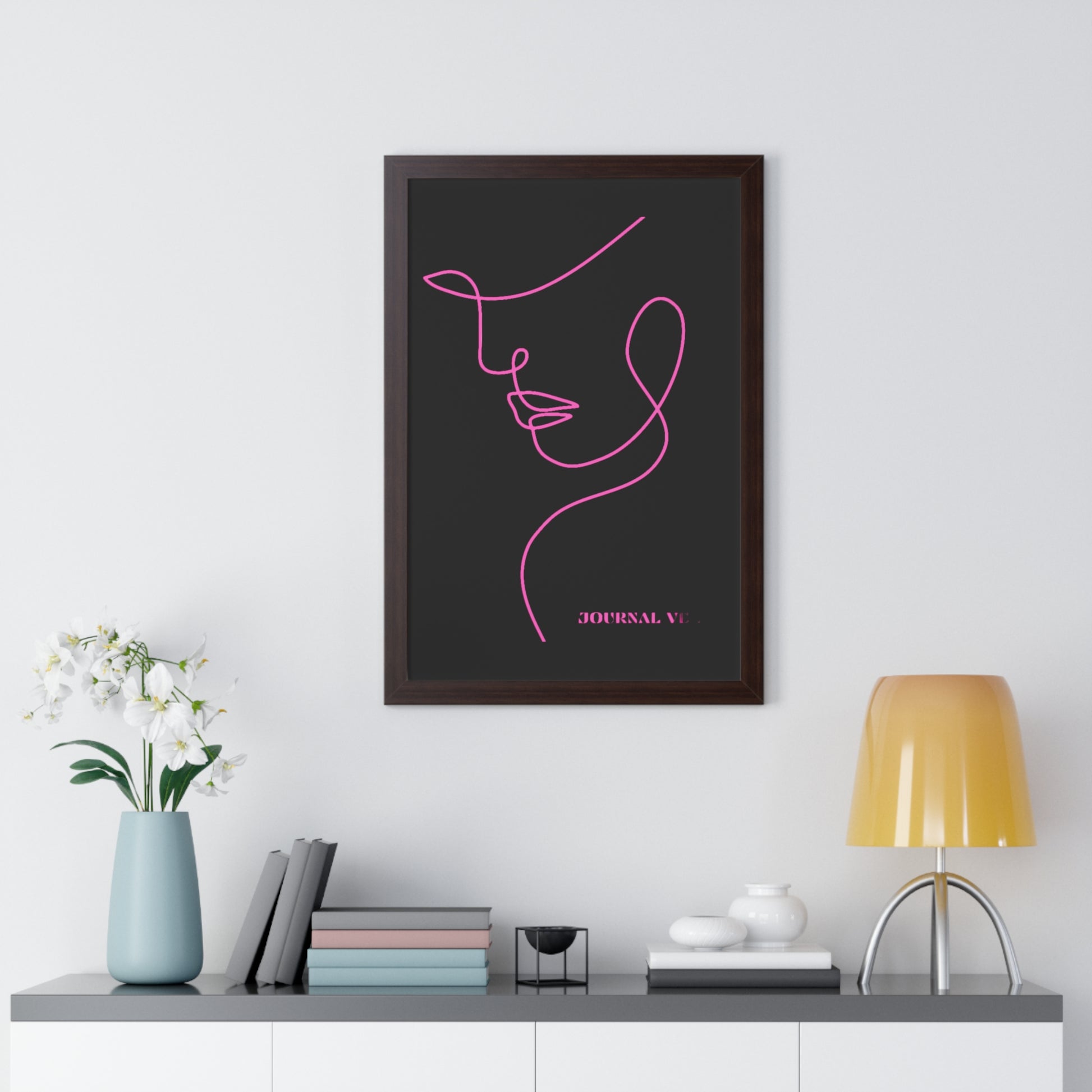 Pink Girl Framed Vertical Wall Art  Poster - JOURNAL VENUE