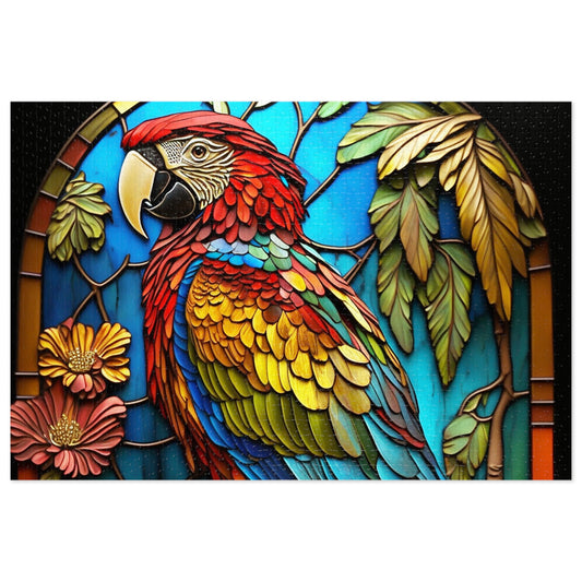 Stained Glass Colorful Macaw Jigsaw Puzzle - JOURNAL VENUE