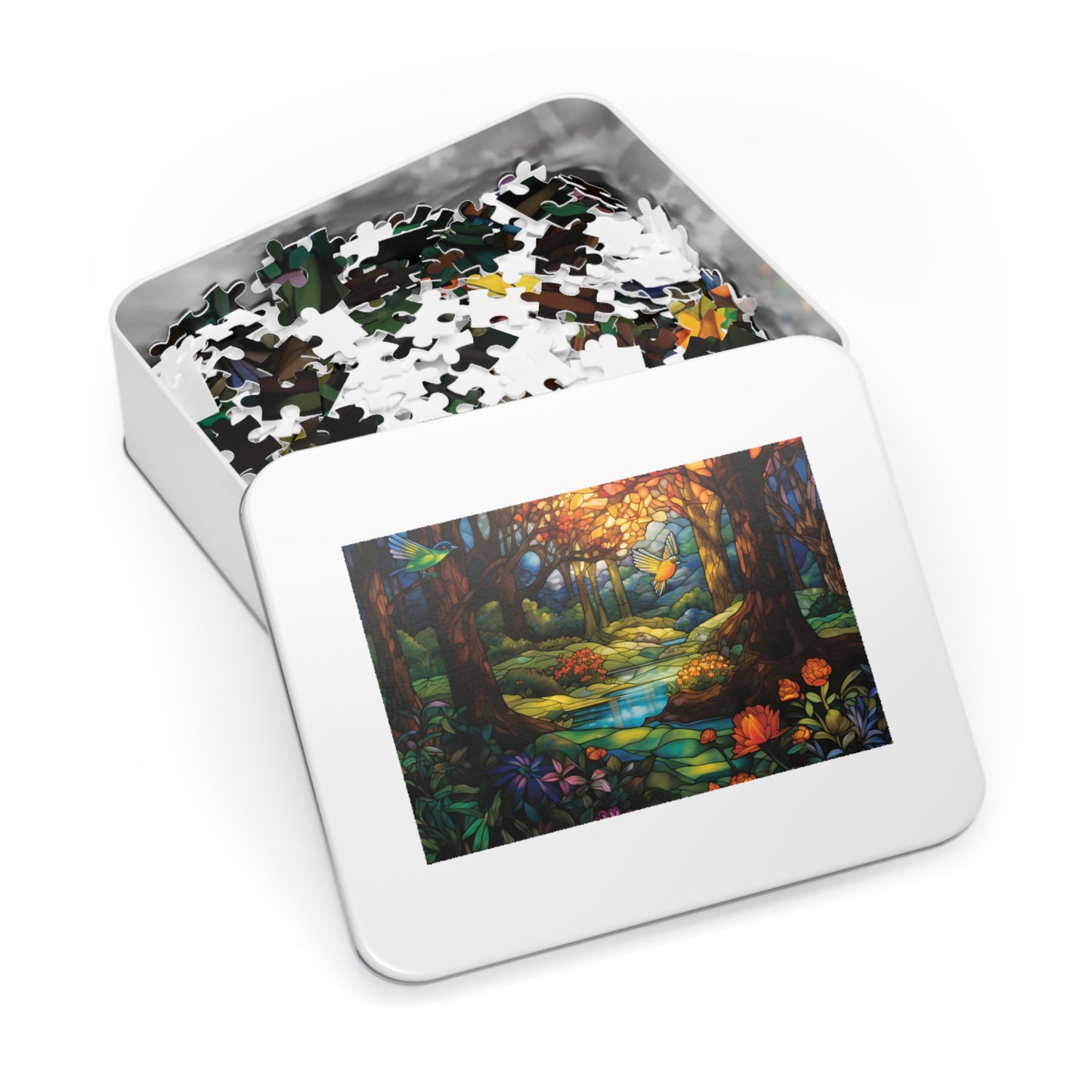 Stained Glass Forest Garden Jigsaw Puzzle - JOURNAL PUZZLE