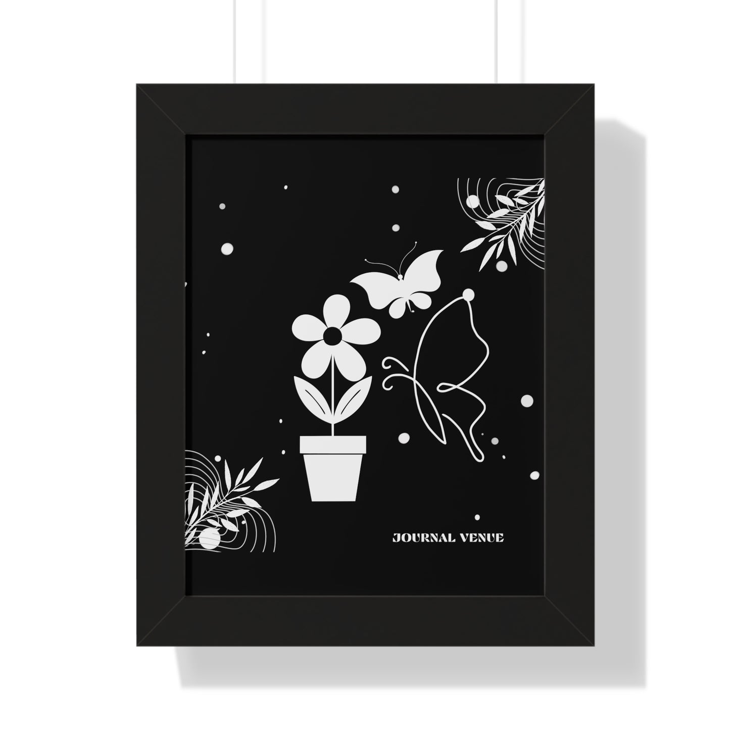 Butterfly & Flower Pot Framed Vertical Wall Art  Poster - JOURNAL VENUE