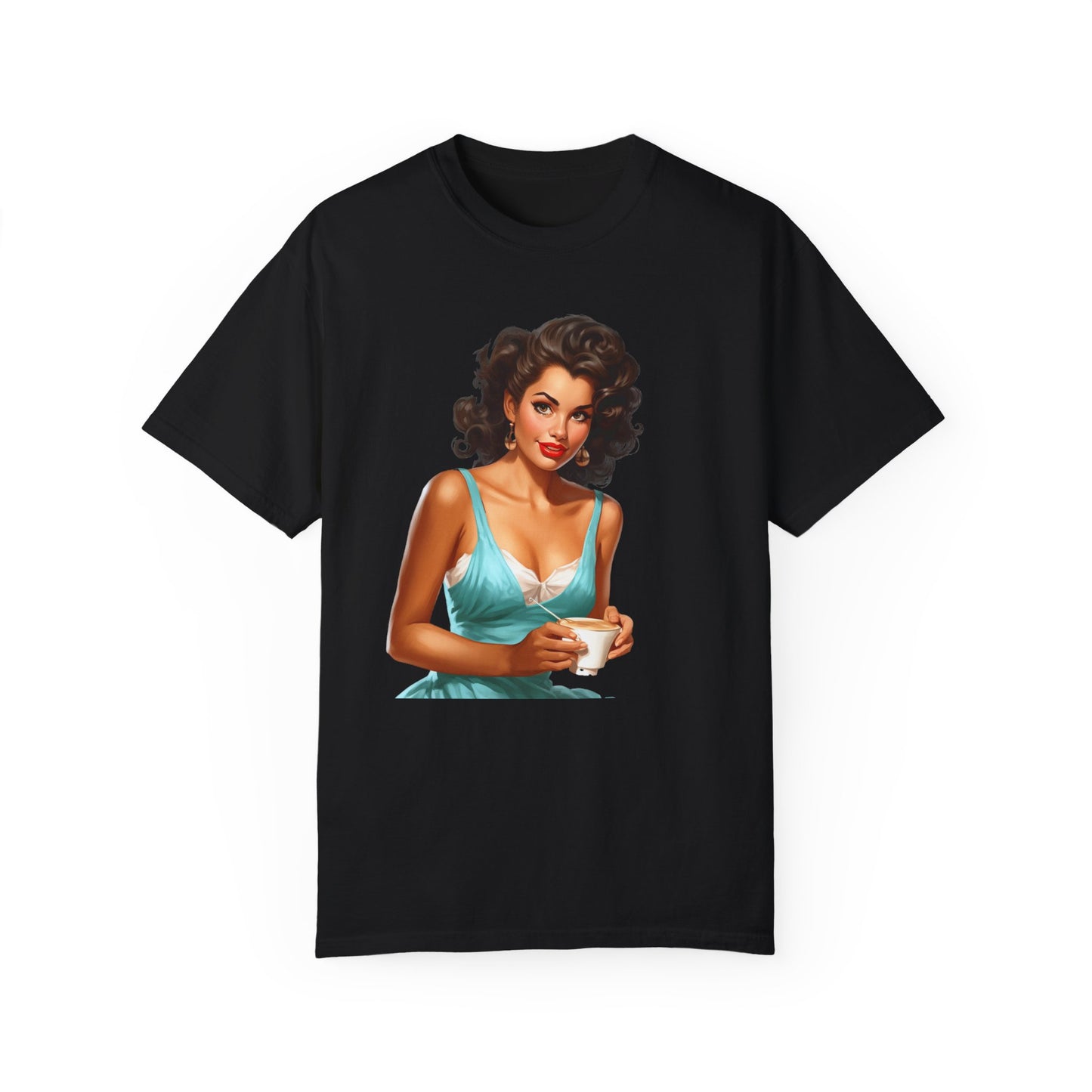 Cute Vintage Pin Up Coffee Girl T-shirt - JOURNAL VENUE