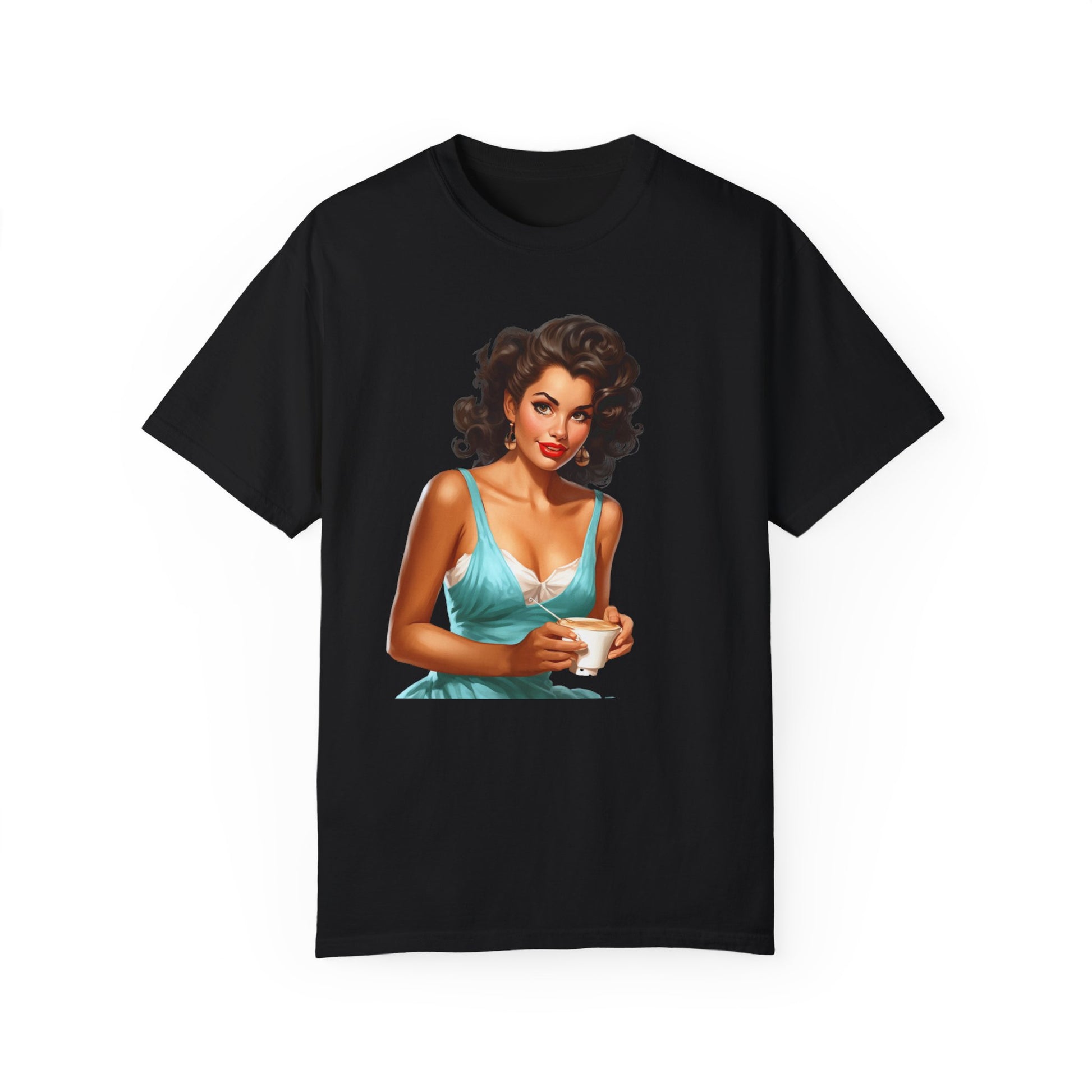 Cute Vintage Pin Up Coffee Girl T-shirt - JOURNAL VENUE