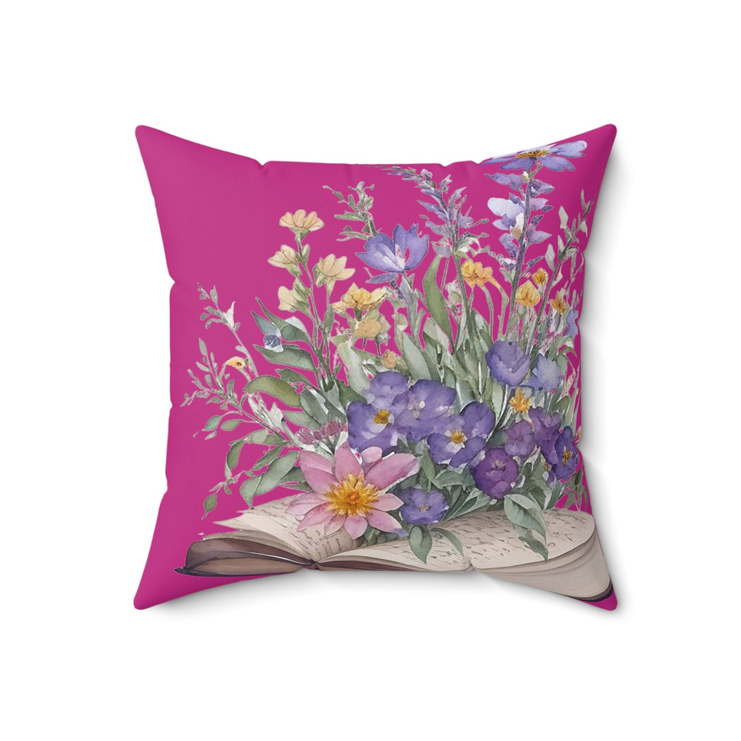 Pink Floral Book Square Pillow - JOURNAL VENUE