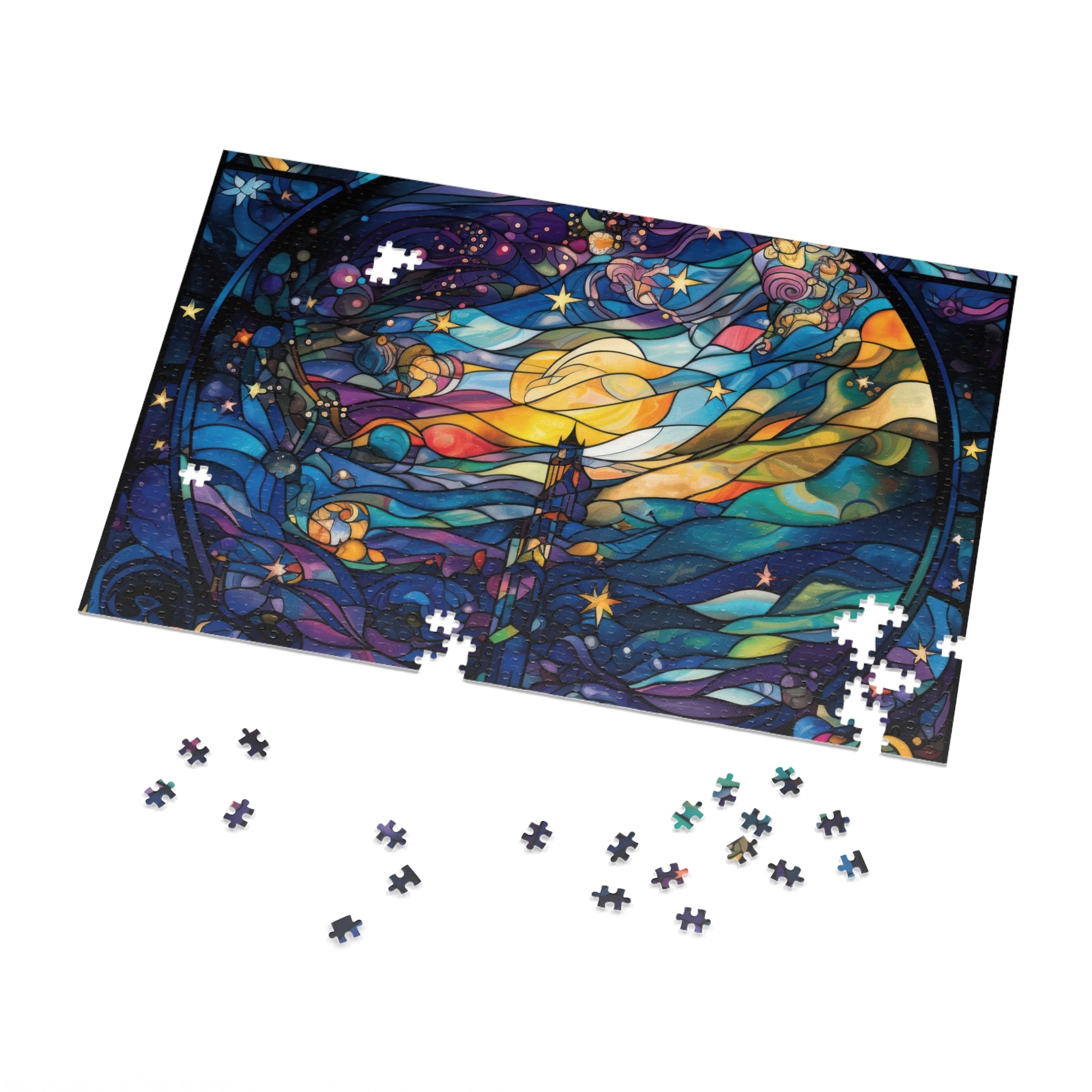 Starry Night Stained Glass Jigsaw Puzzle - JOURNAL VENUE