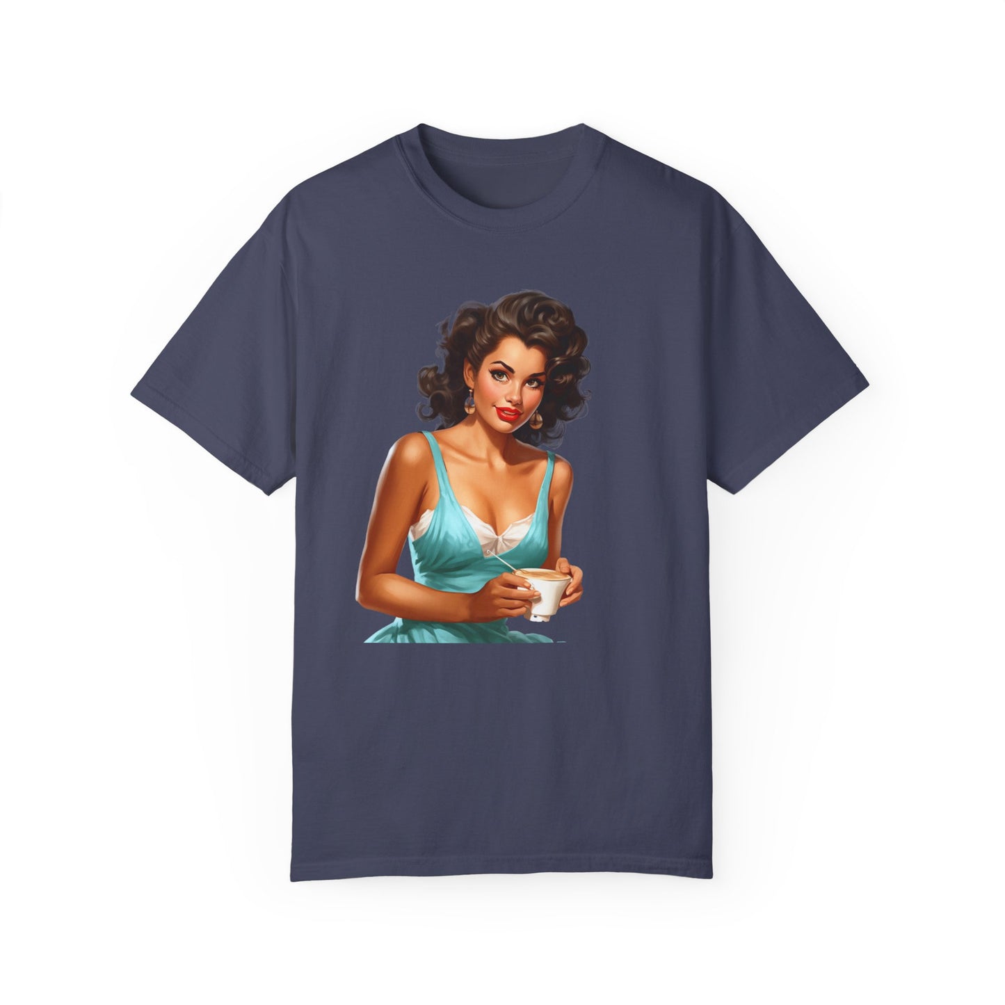 Cute Vintage Pin Up Coffee Girl T-shirt - JOURNAL VENUE