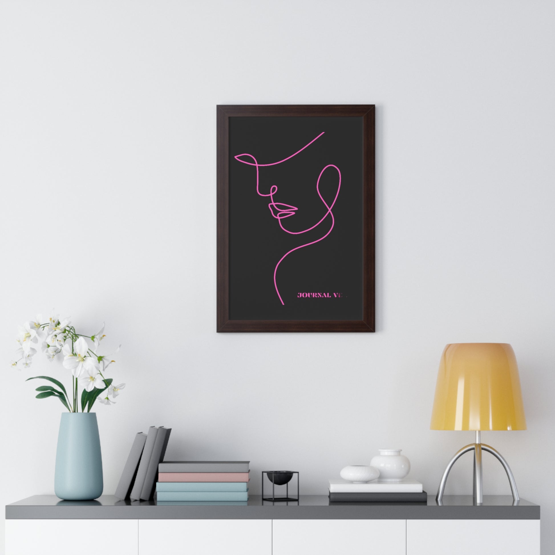 Pink Girl Framed Vertical Wall Art  Poster - JOURNAL VENUE