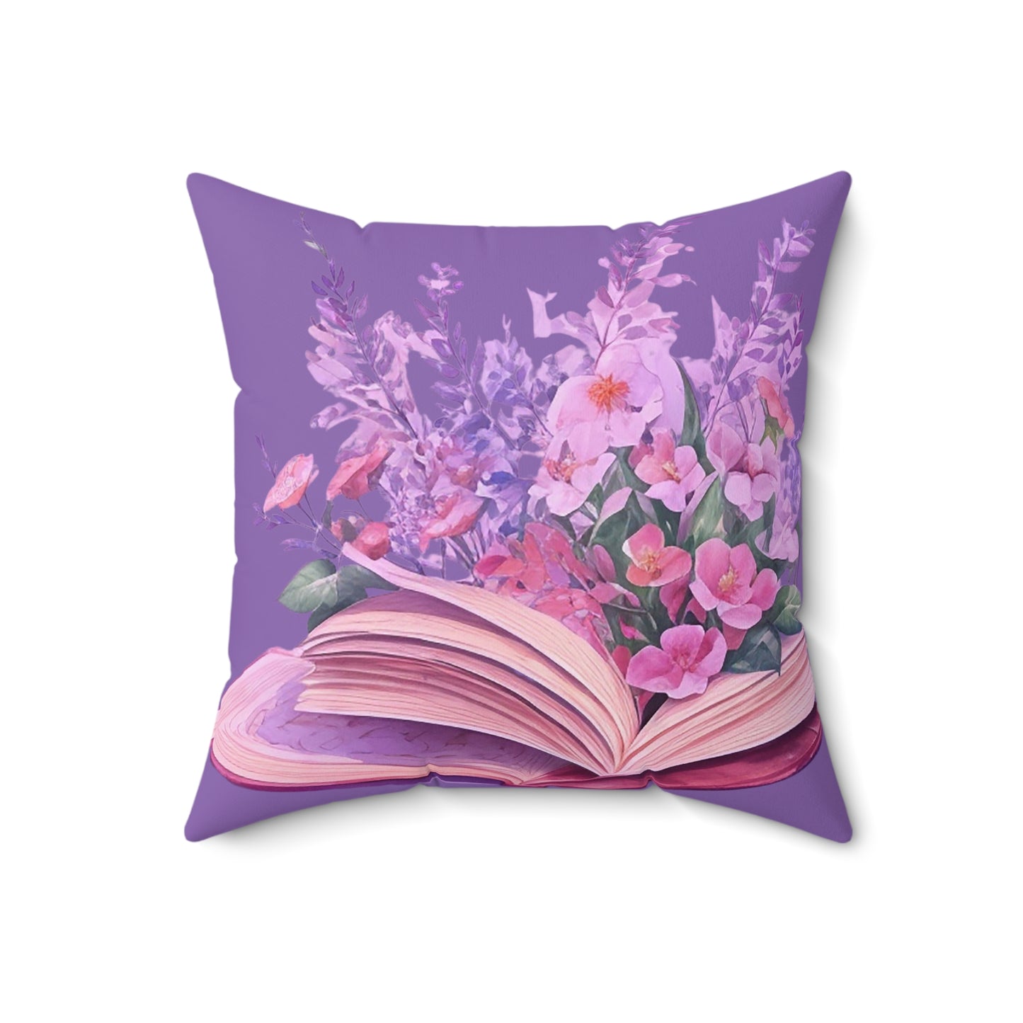 Purple Floral Book Square Pillow