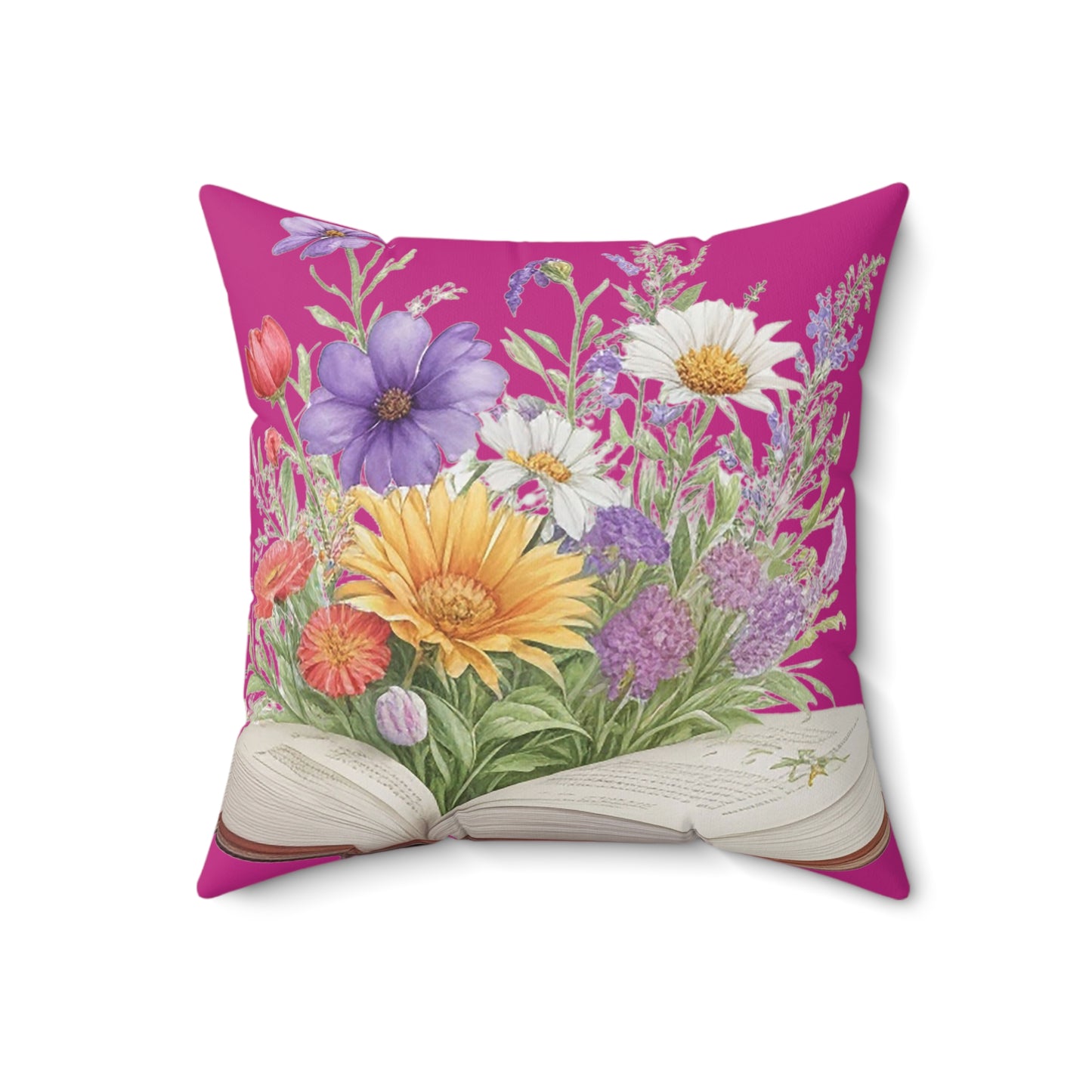 Pink Coquette & Floral Book Square Pillow