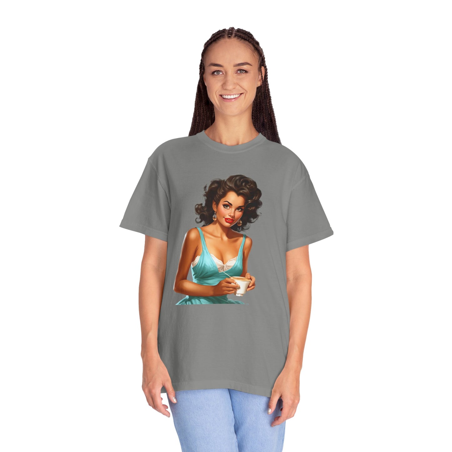 Cute Vintage Pin Up Coffee Girl T-shirt - JOURNAL VENUE