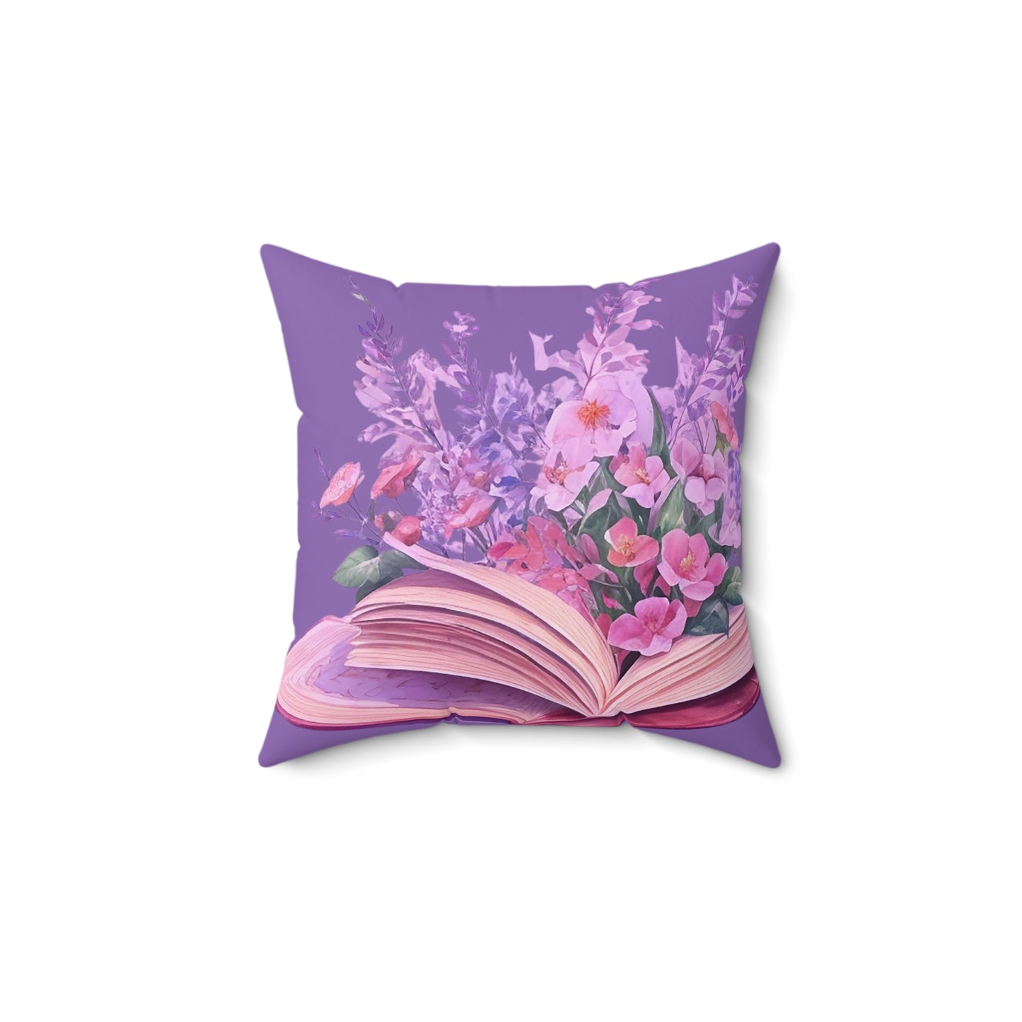 Purple Floral Book Square Pillow