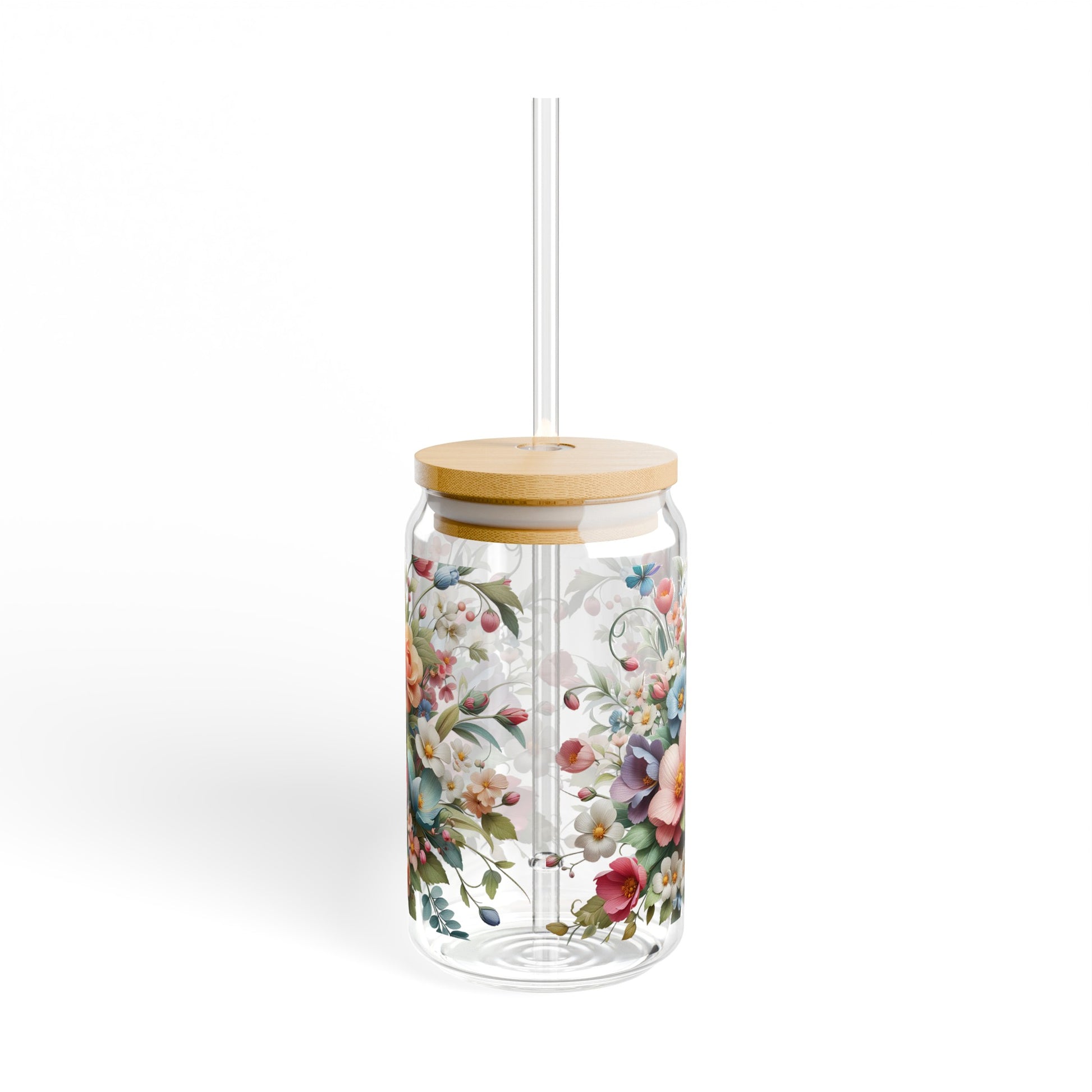 Spring Floral Coffee Glass Tumbler, 16oz - JOURNAL VENUE