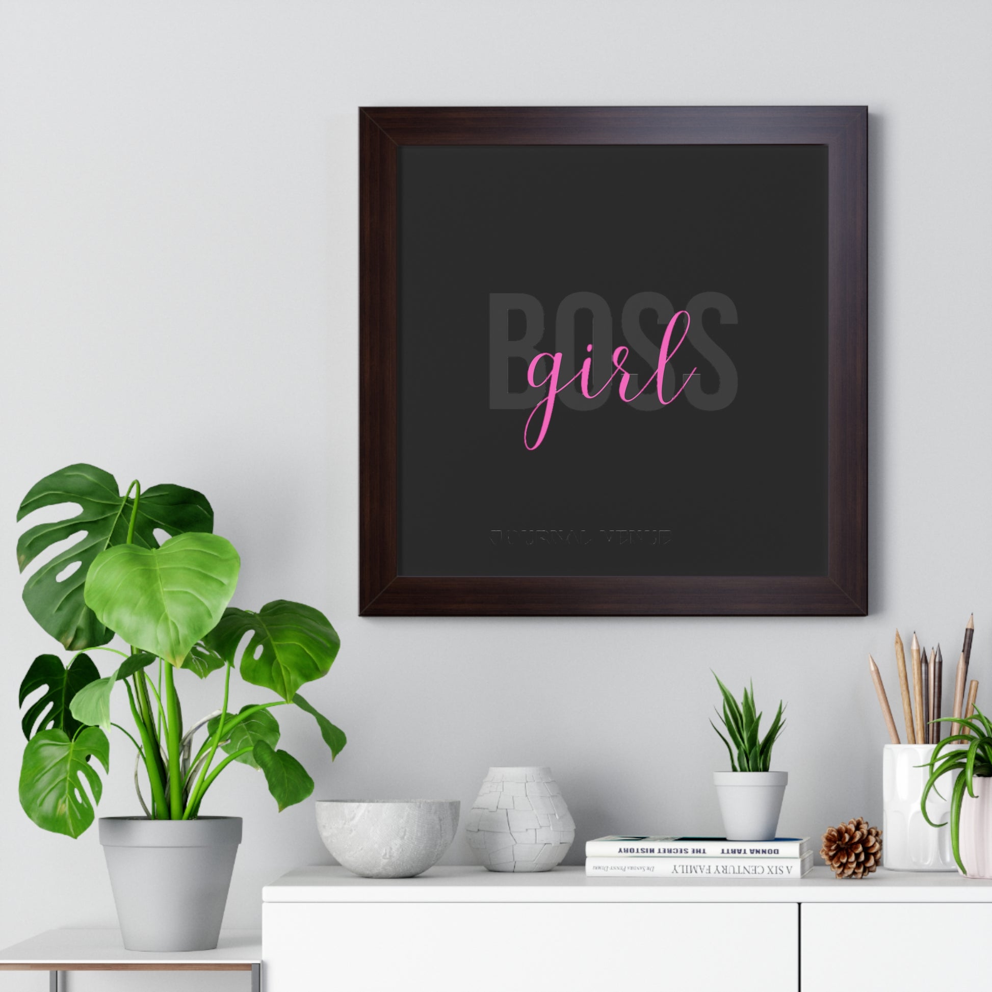 Pink Boss Girl Framed Vertical Wall Art Poster - JOURNAL VENUE