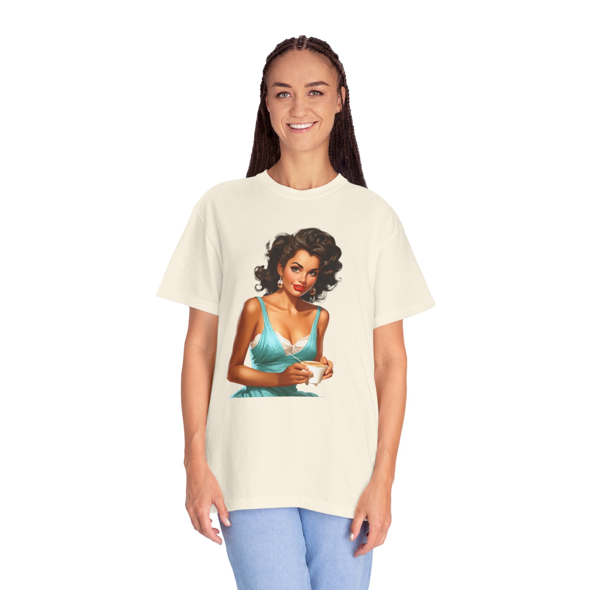 Cute Vintage Pin Up Coffee Girl T-shirt - JOURNAL VENUE