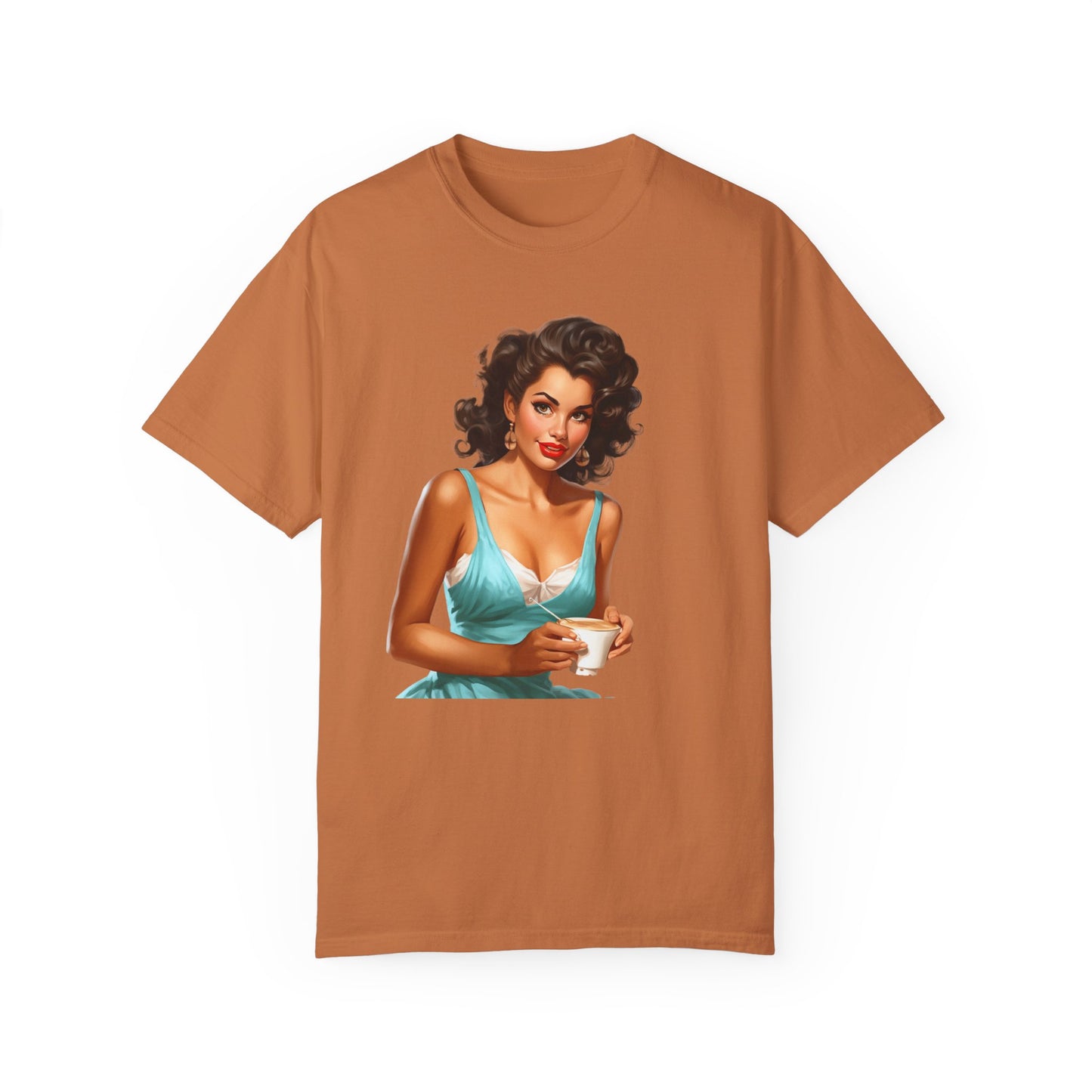 Cute Vintage Pin Up Coffee Girl T-shirt - JOURNAL VENUE