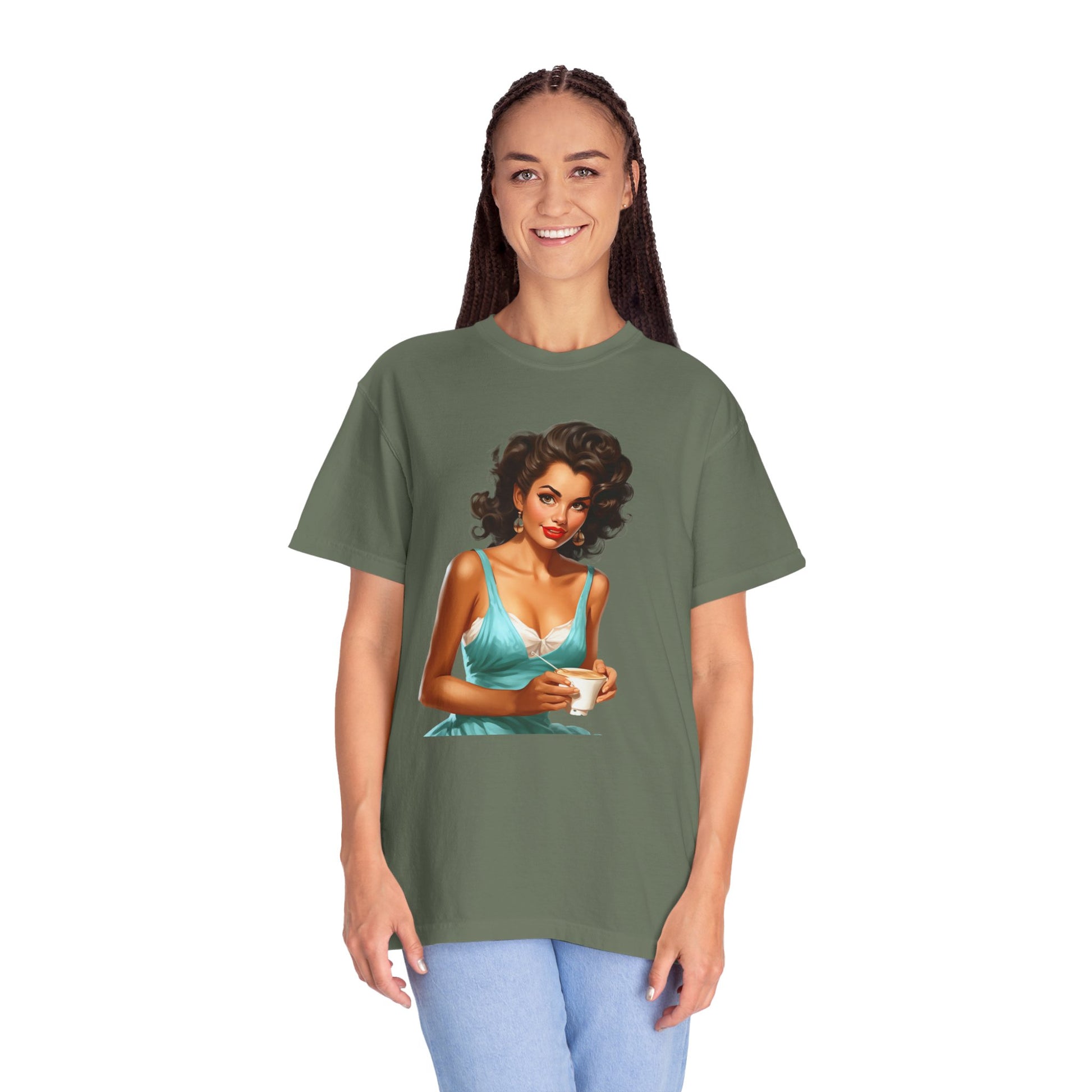 Cute Vintage Pin Up Coffee Girl T-shirt - JOURNAL VENUE