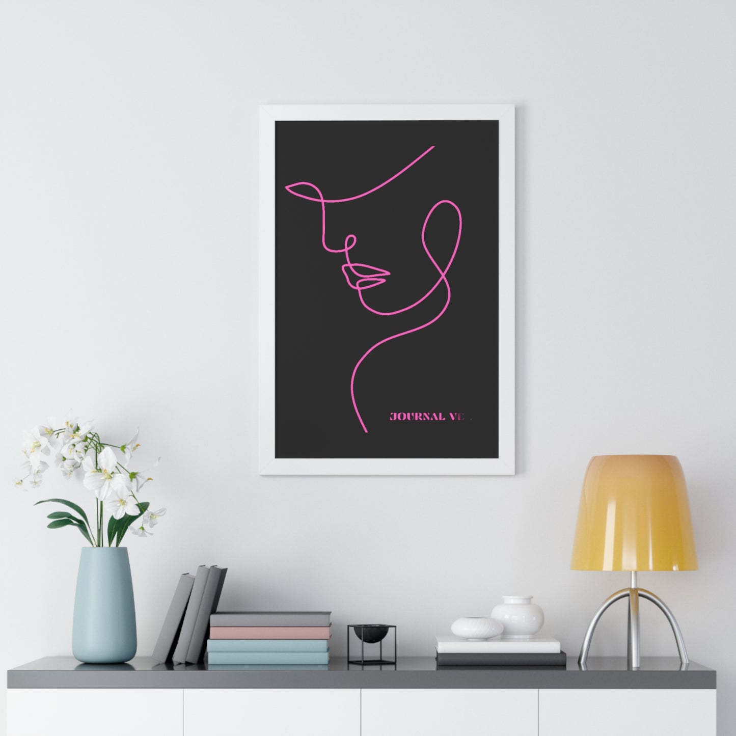 Pink Girl Framed Vertical Wall Art Poster - JOURNAL VENUE